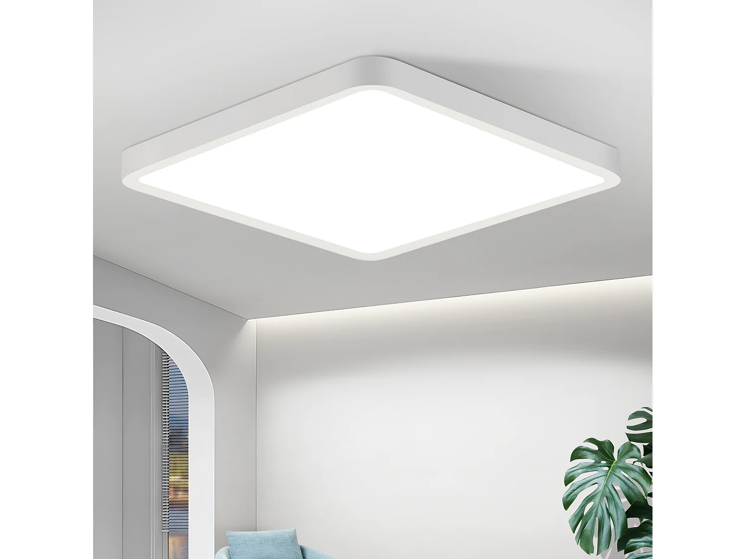 NETTLIFE Plafonnier LED plat 23CM 6500K 18W carré chambre blanc LED intégré en permanence