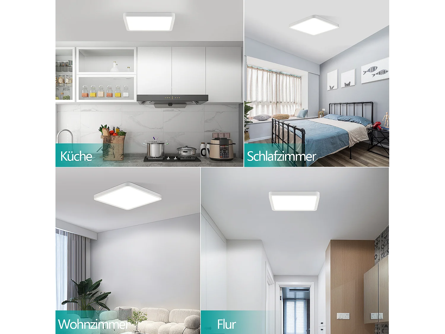 NETTLIFE Plafonnier LED plat 23CM 6500K 18W carré chambre blanc LED intégré en permanence