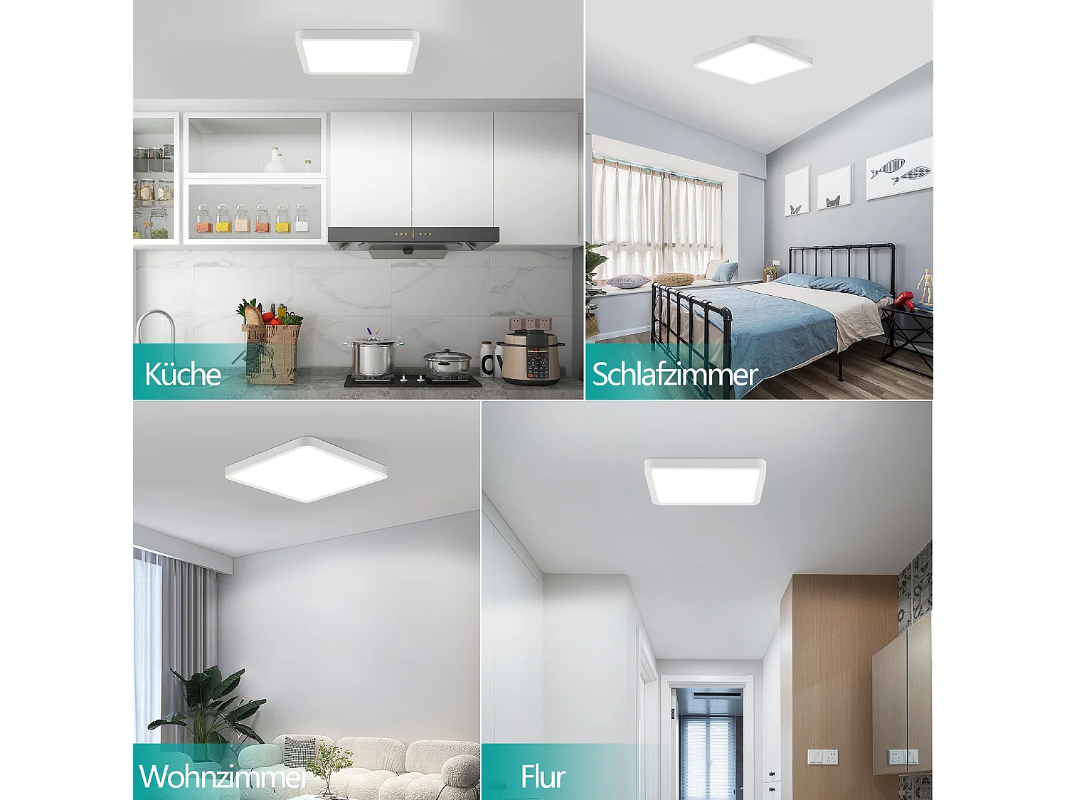 NETTLIFE Plafonnier LED plat 23CM 6500K 18W carré chambre blanc LED intégré en permanence