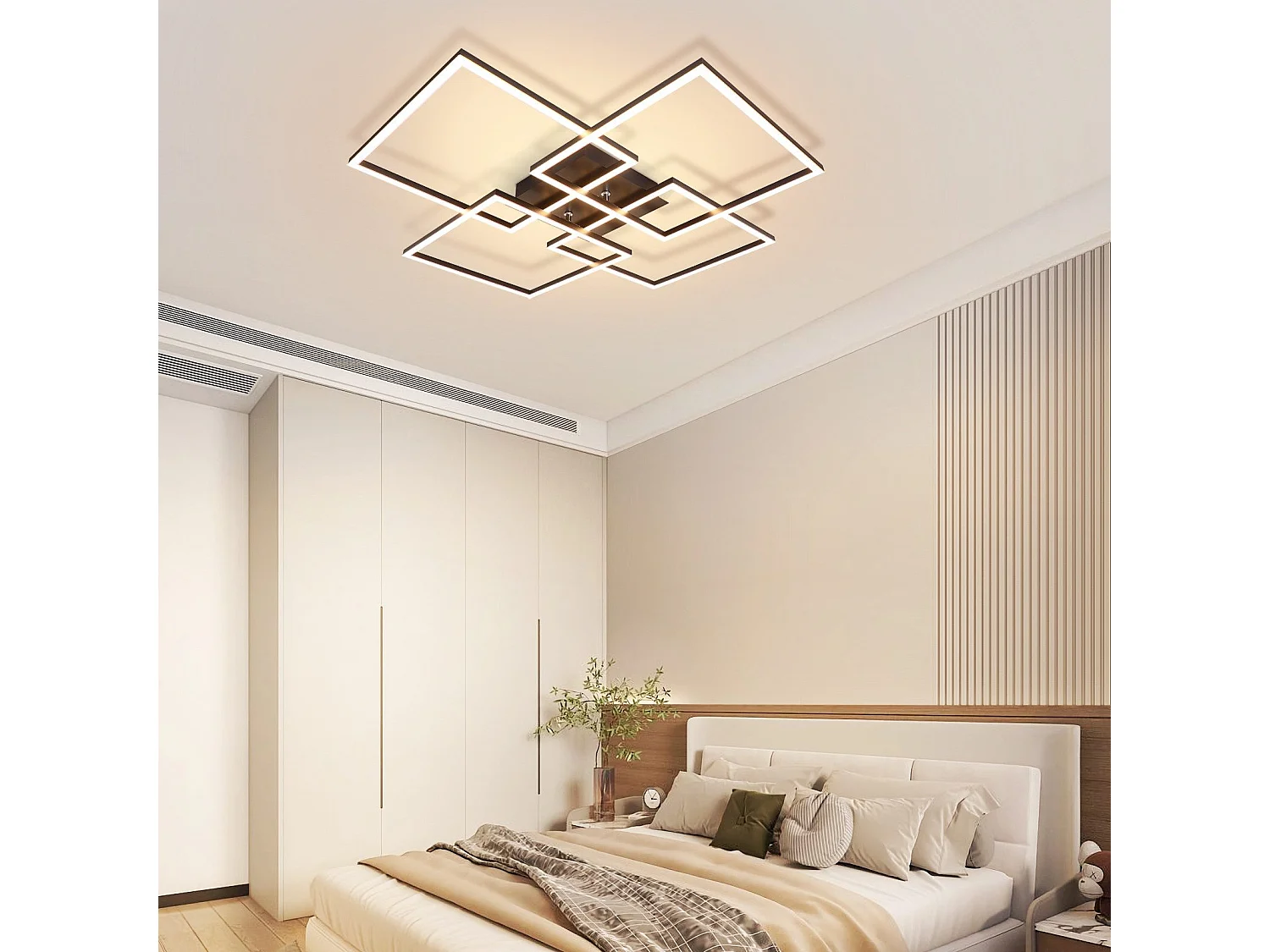 NETTLIFE LED Plafondlamp 72CM Zwart Dimbaar met Afstandsbediening 48W Modern Rechthoekig Design