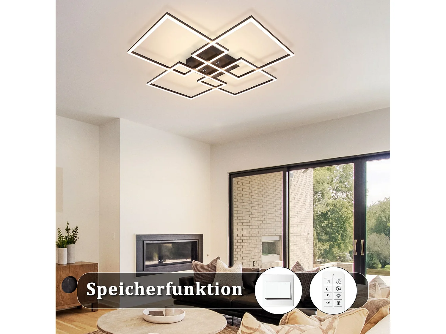 NETTLIFE LED Plafondlamp 72CM Zwart Dimbaar met Afstandsbediening 48W Modern Rechthoekig Design