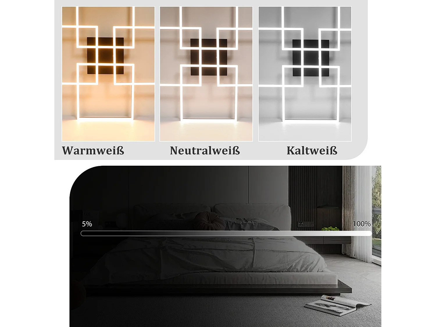 NETTLIFE Plafondlamp LED Vierkant 4 Lichts Zwart 3000-6500K Dimbaar met afstandsbediening Modern Plafondlamp 72cm voor Woonkamer | Keuken | Slaapkamer 48W