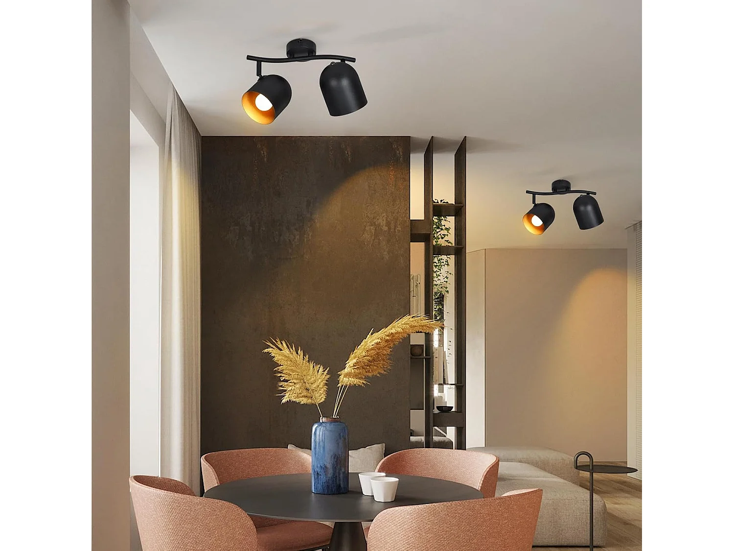 NETTLIFE Plafonnier E14 noir doré spot de plafond lampe de couloir industrielle vintage orientable sans ampoule orientable à 350°