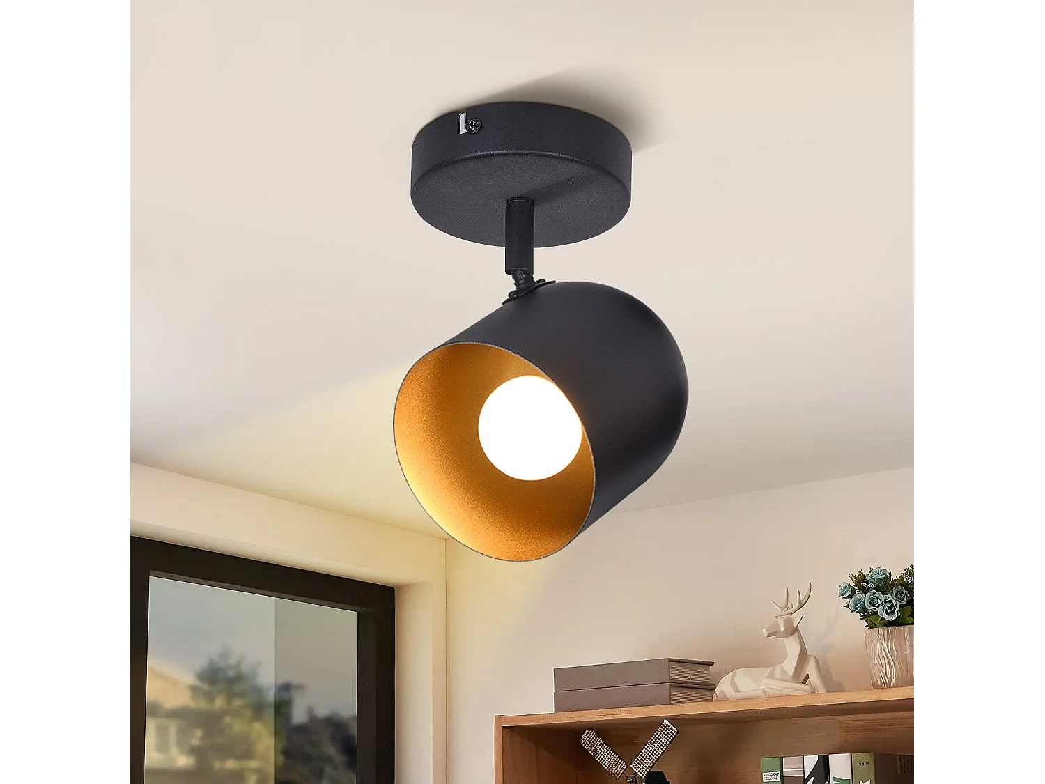 NETTLIFE Deckenleuchte E14 Deckenstrahler Gold Schwarz Vintage Industrie Flurlampe