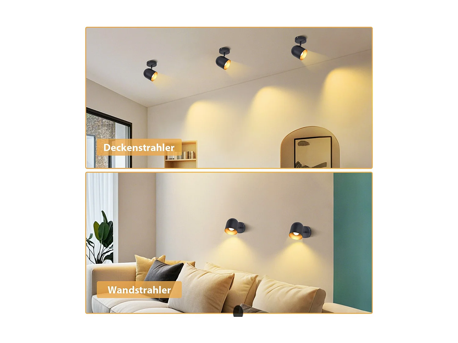 NETTLIFE Deckenleuchte E14 Deckenstrahler Gold Schwarz Vintage Industrie Flurlampe