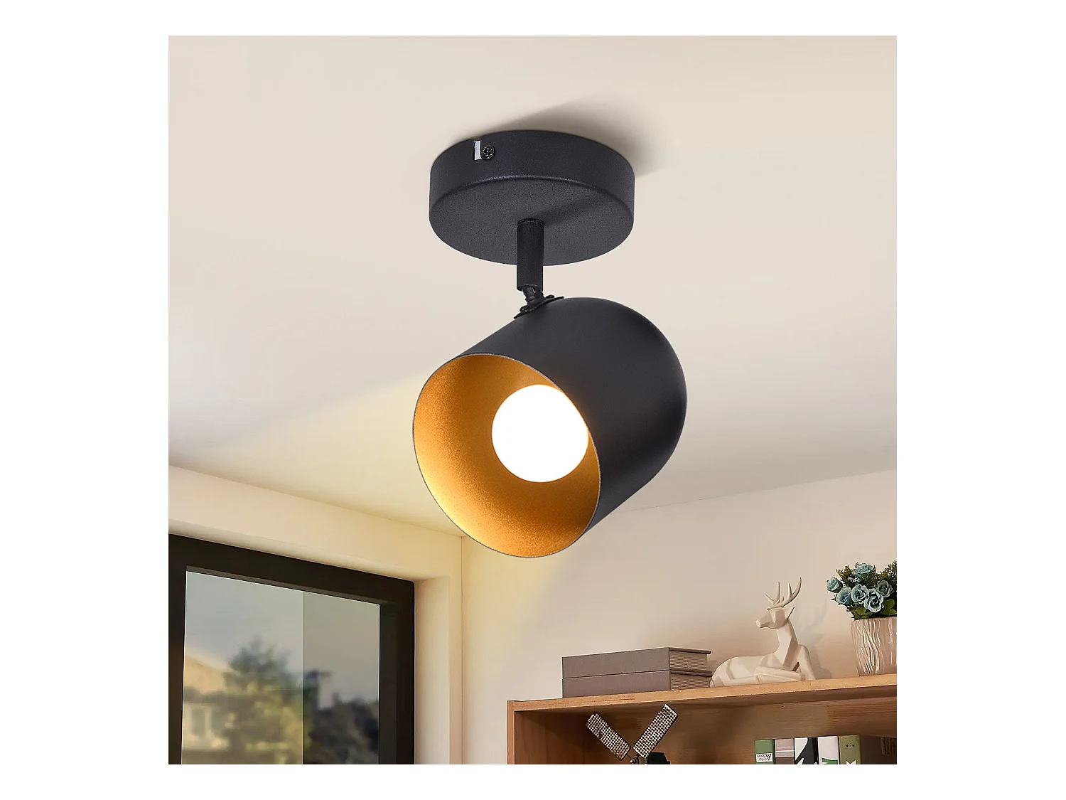 NETTLIFE Plafonnier E14 spot de plafond or noir lampe de couloir industrielle vintage
