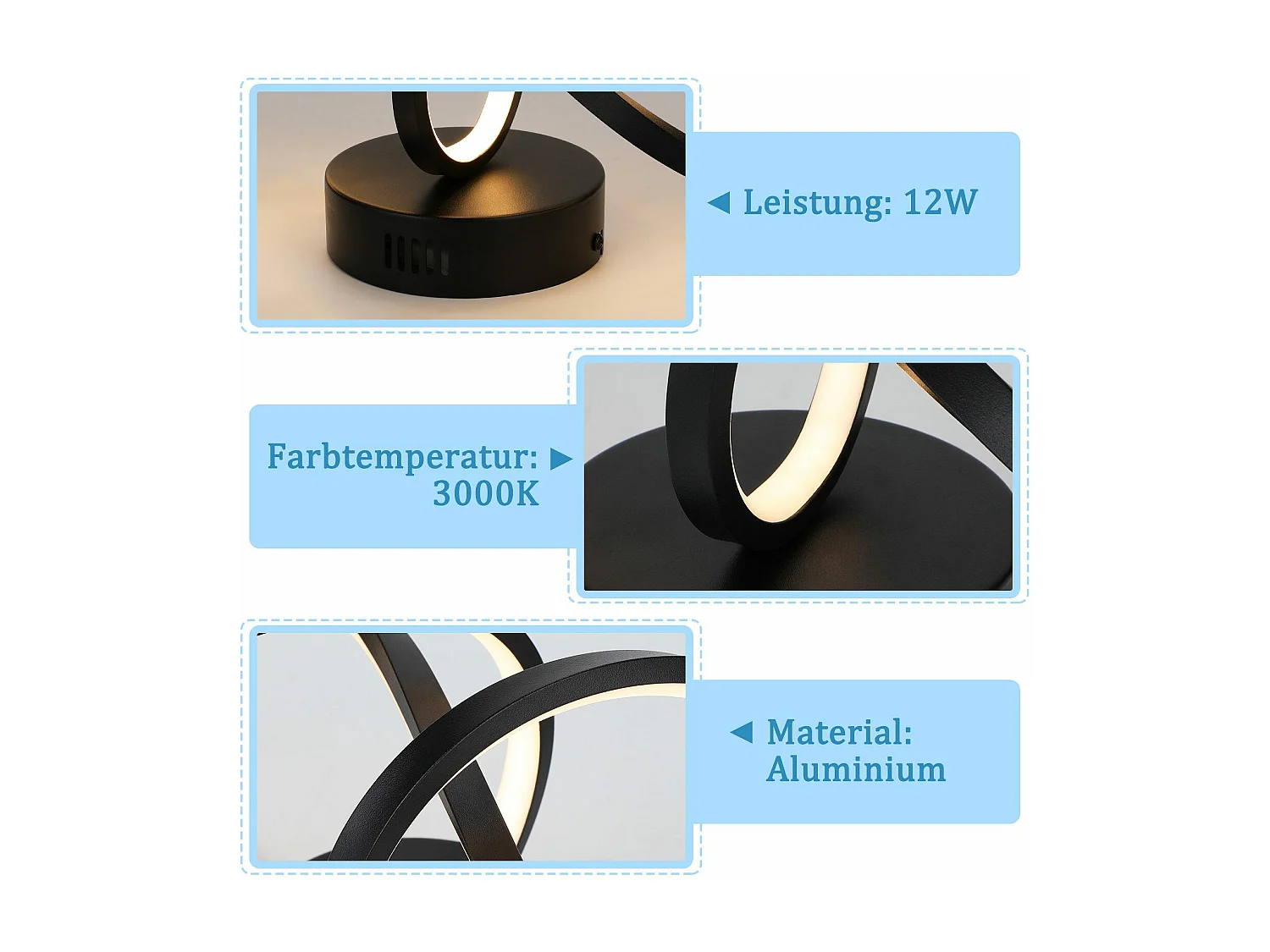 NETTLIFE Moderne Woonkamer LED Plafondlamp Zwart 12W Binnen 3000K Warm Wit LED Geïntegreerd Permanent