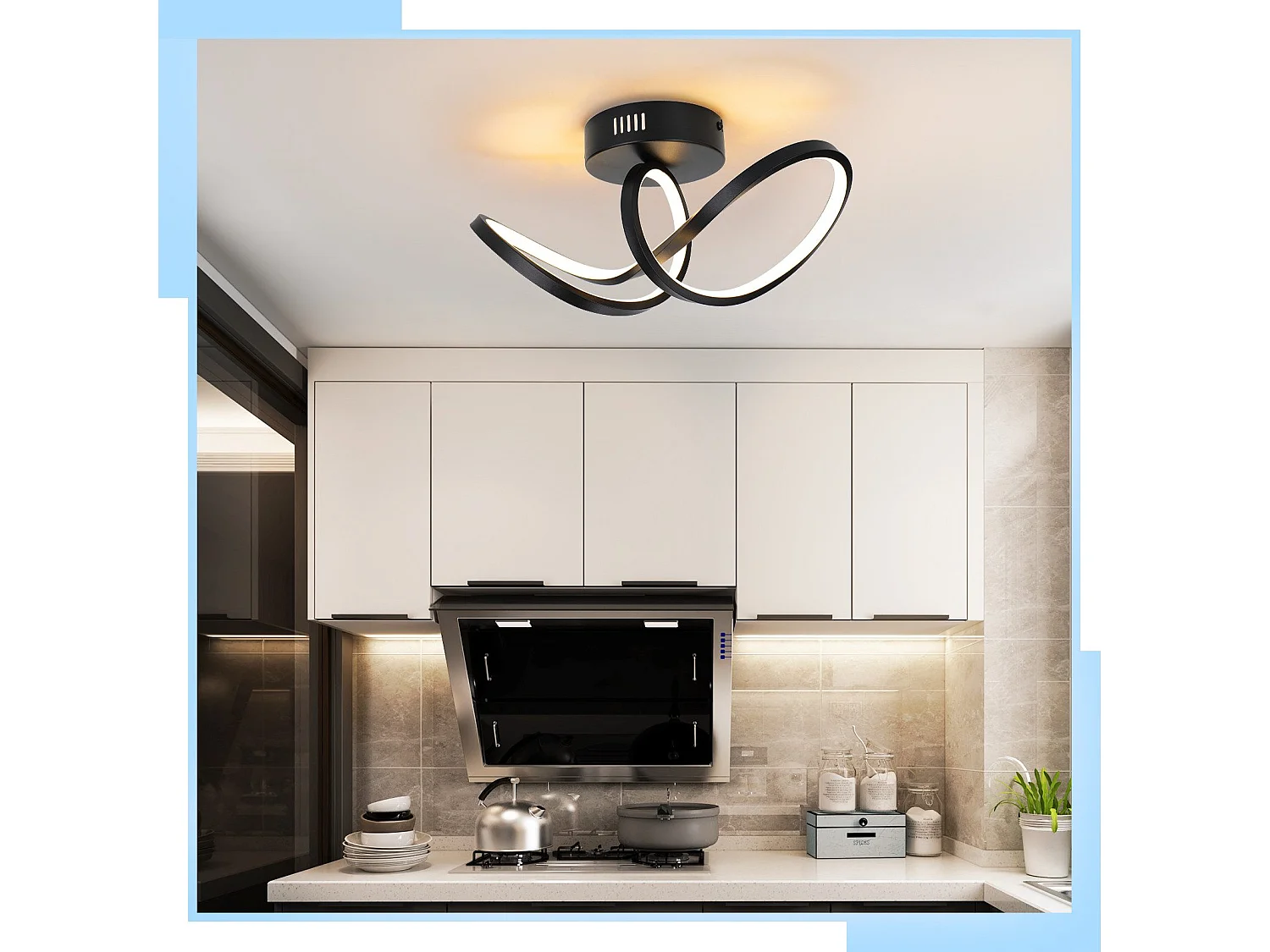 NETTLIFE Plafonnier LED salon moderne noir 12W intérieur 3000K LED blanc chaud intégré en permanence