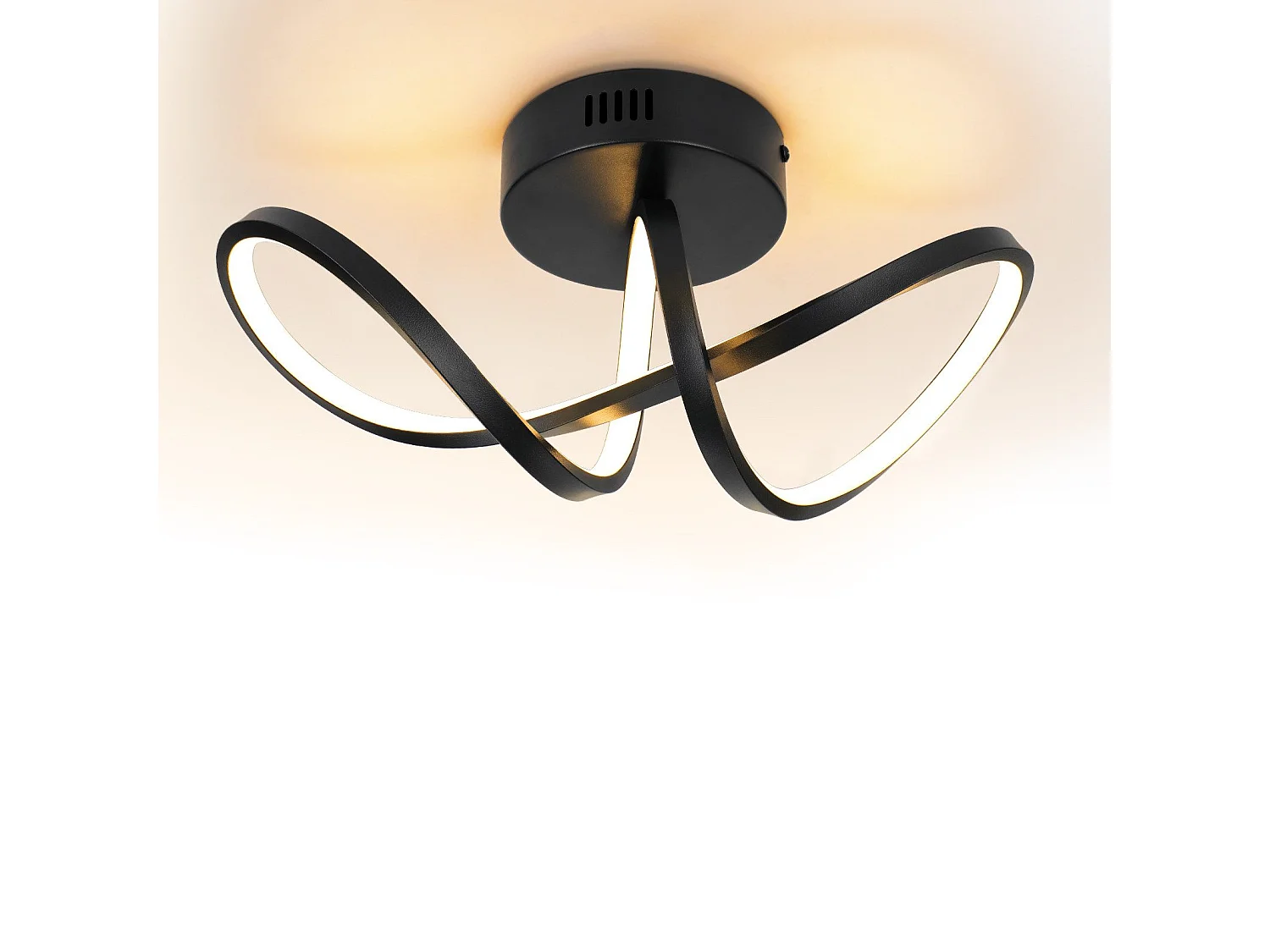 NETTLIFE Plafonnier LED salon moderne noir 12W intérieur 3000K LED blanc chaud intégré en permanence