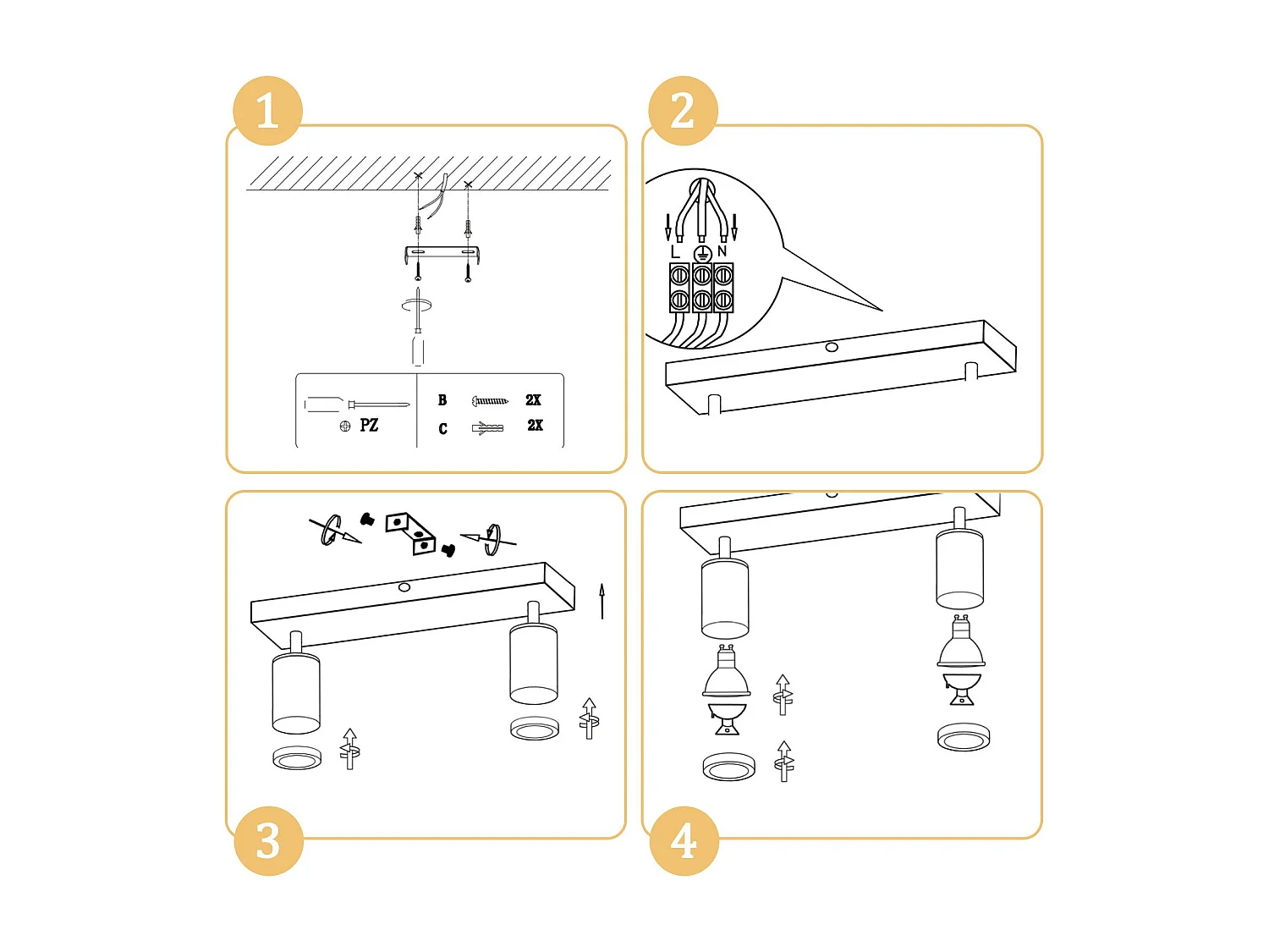 NETTLIFE Schwarzer Deckenstrahler GU10 Holz Wandstrahler Drehbar Ohne Leuchtmittel 350° Drehbar