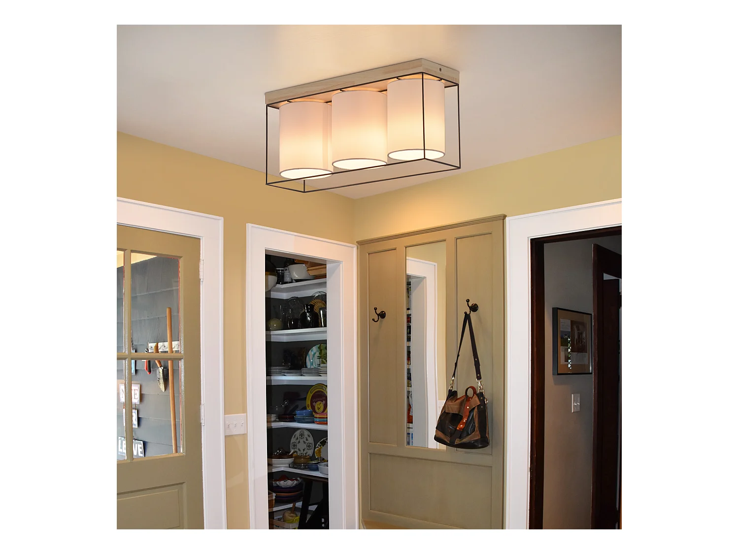 NETTLIFE Deckenleuchte Wohnzimmer Deckenlampe Holz 3 flammig E14 Vintage mit Retro Industrial