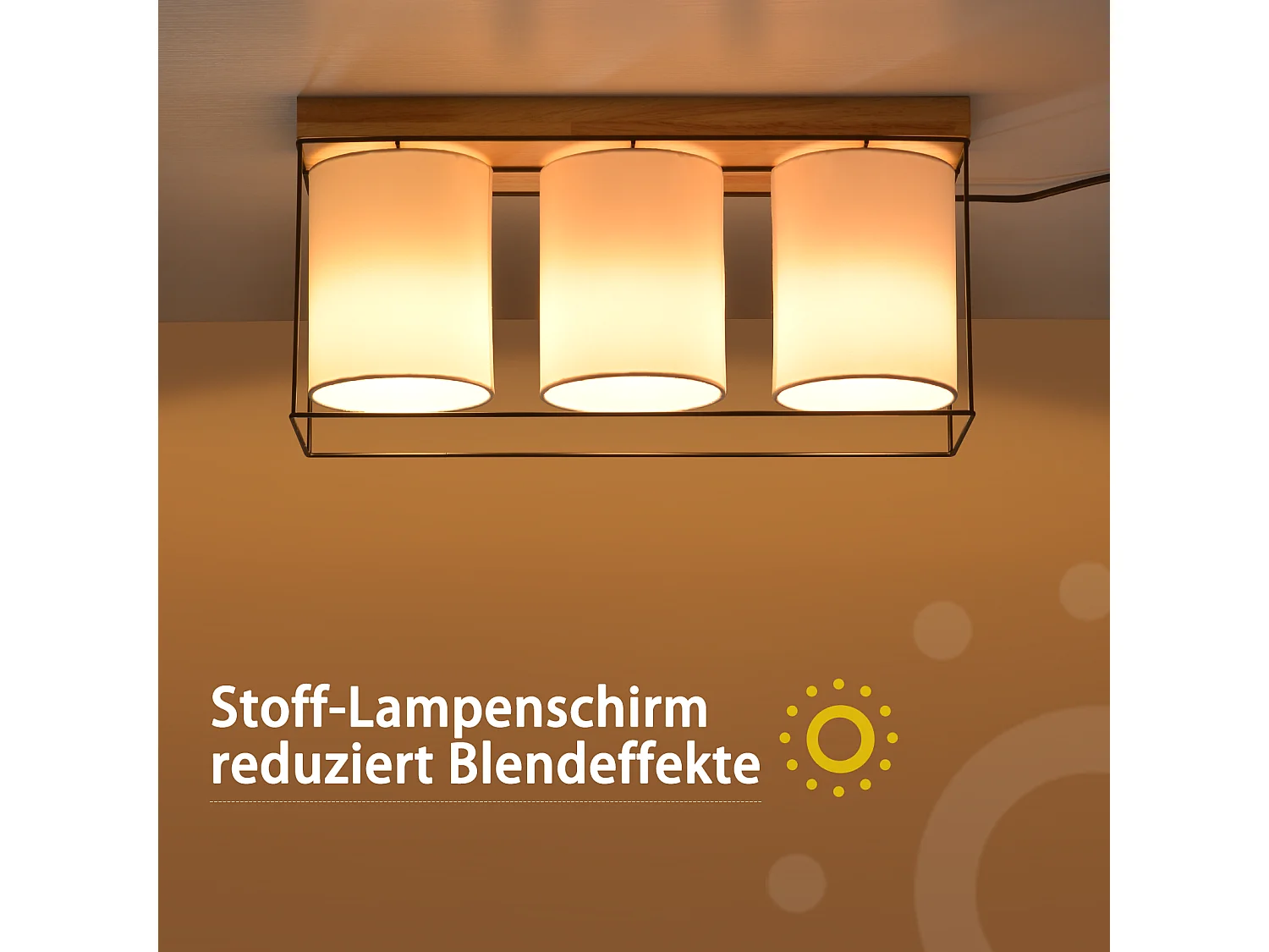 NETTLIFE Plafondlamp woonkamer plafondlamp hout 3 lampen E14 vintage met retro industrieel