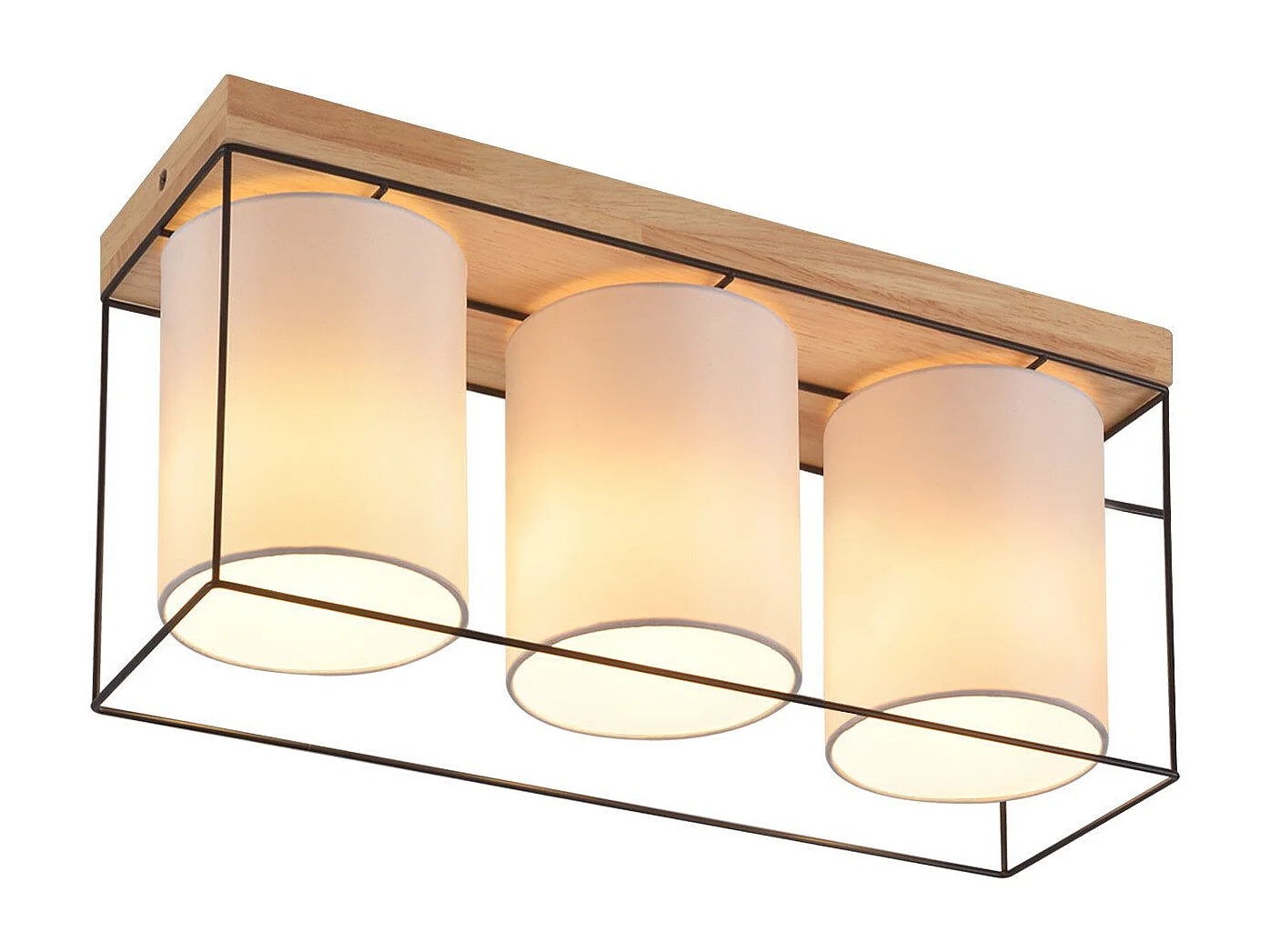 NETTLIFE Vintage-Deckenleuchte aus Holz für das Wohnzimmer mit 3 E14-Glühbirnen im industriellen Retro-Stil