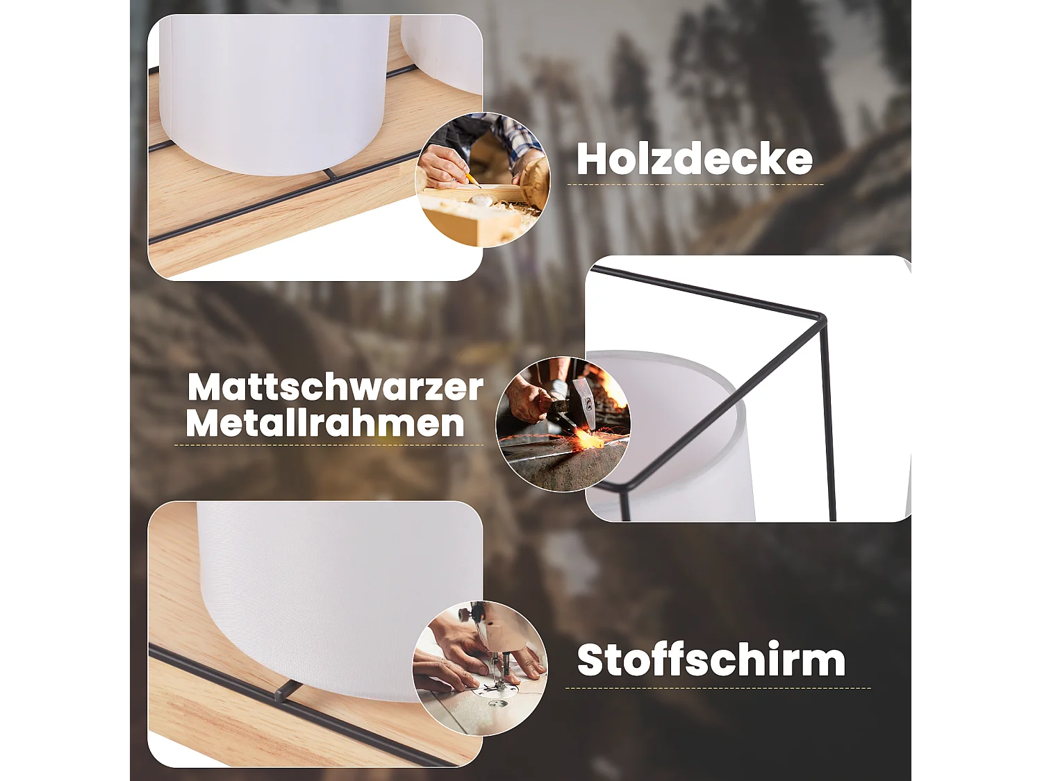 NETTLIFE Plafonnier salon plafonnier bois 3 ampoules E14 vintage avec rétro industriel