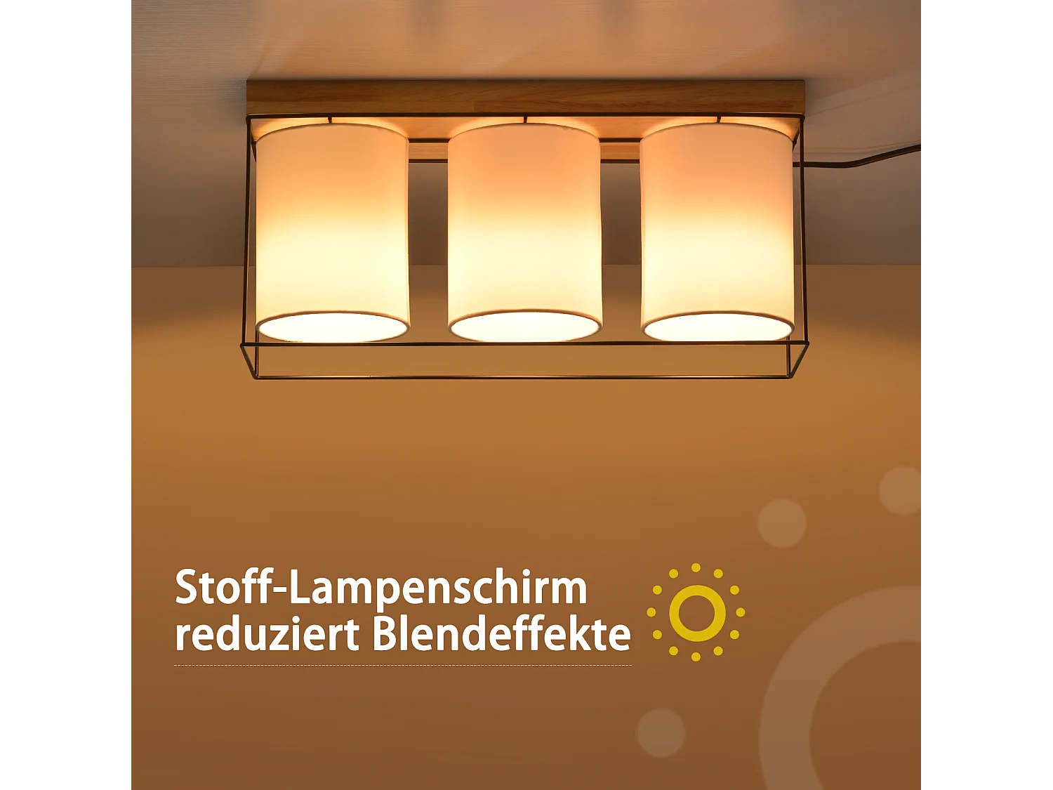 NETTLIFE Plafonnier salon plafonnier bois 3 ampoules E14 vintage avec rétro industriel