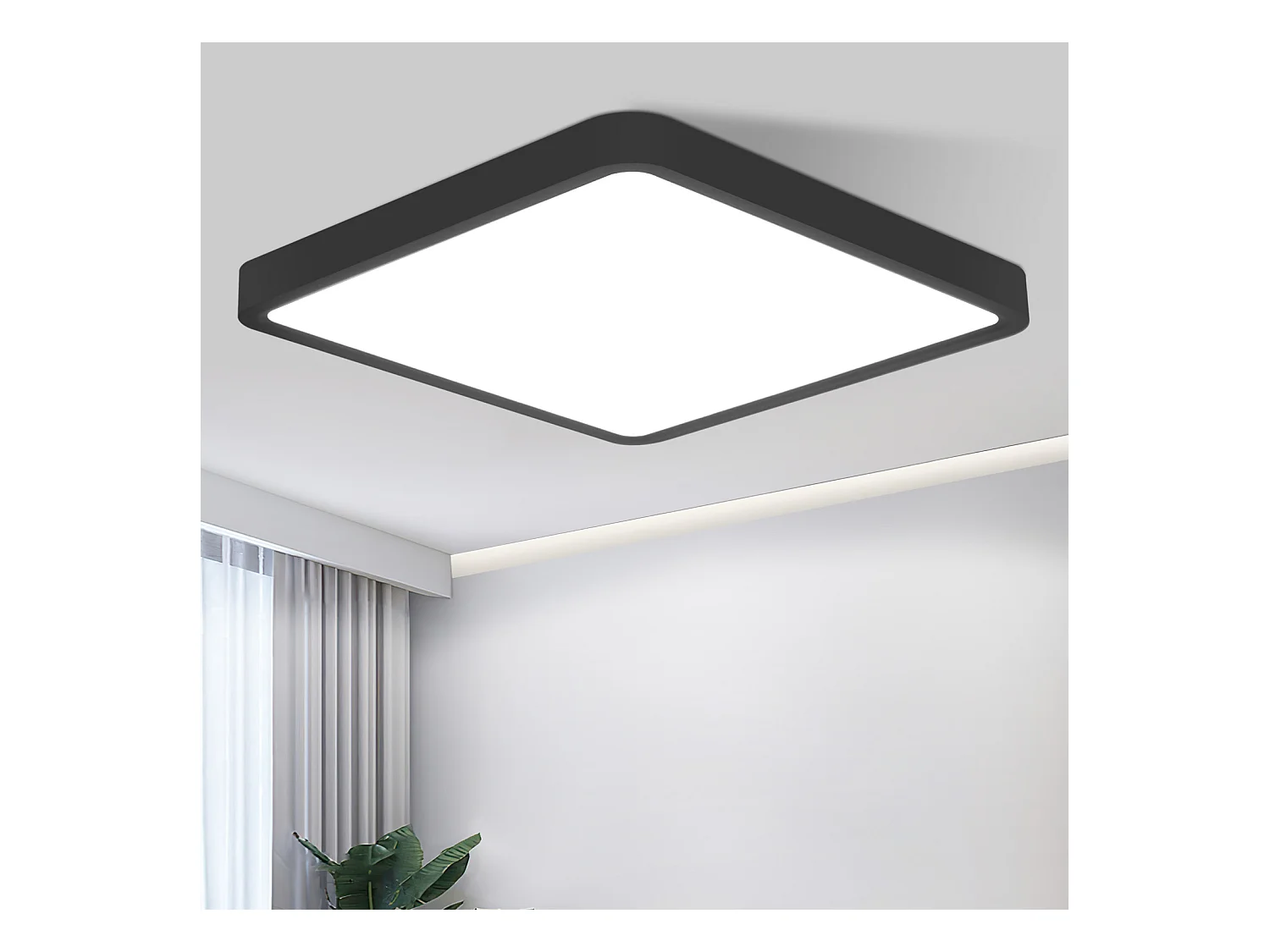 NETTLIFE Flat LED Plafondlamp 23CM 6500K 18W Vierkant Slaapkamer Zwart LED Geïntegreerd Permanent