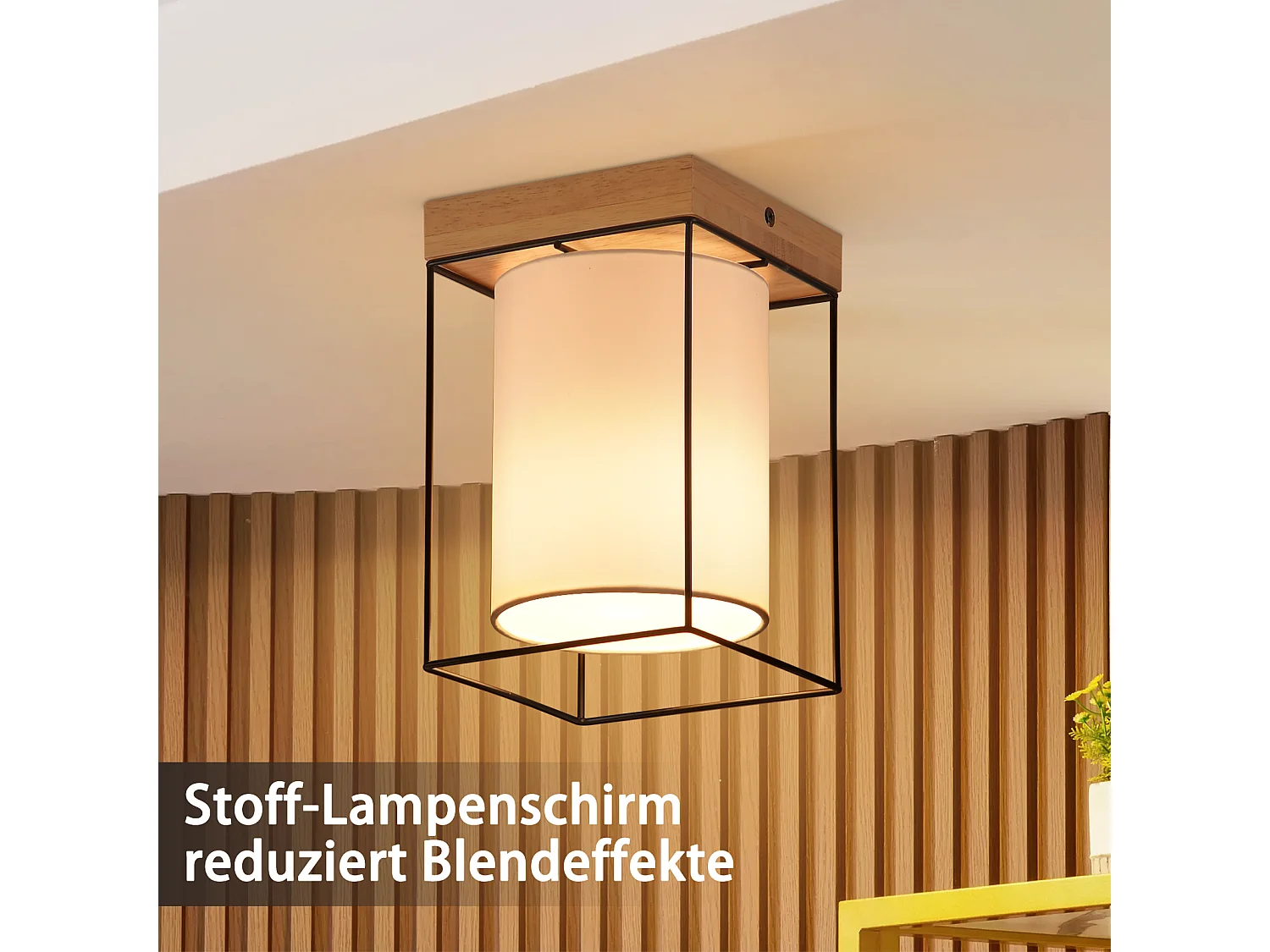 NETTLIFE Deckenleuchte Flur Deckenlampe Holz 1 flammig E14 Vintage Flurlampe mit Retro Industrial