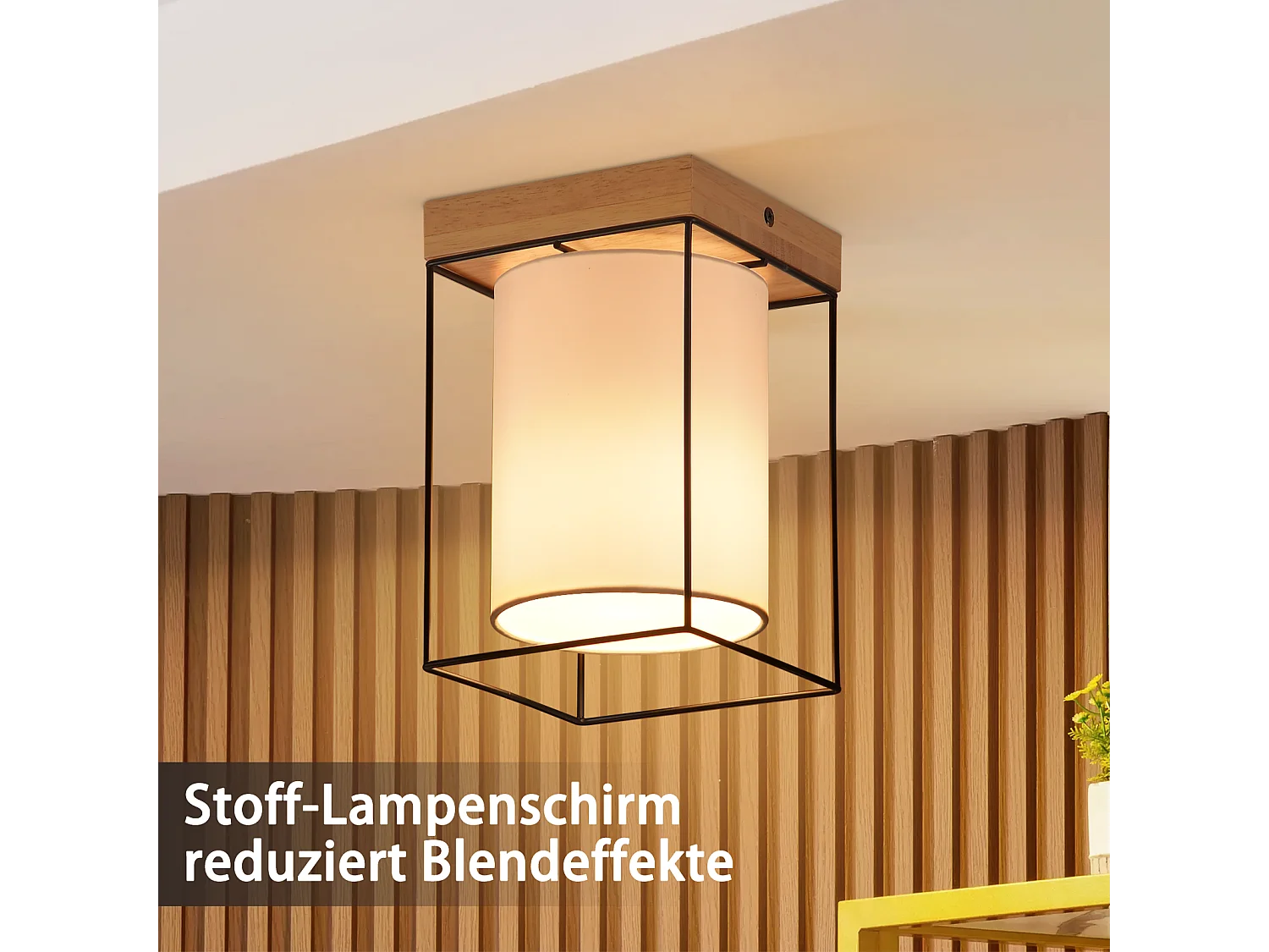 NETTLIFE Plafonnier couloir plafonnier bois 1 ampoule E14 lampe de couloir vintage avec rétro industriel