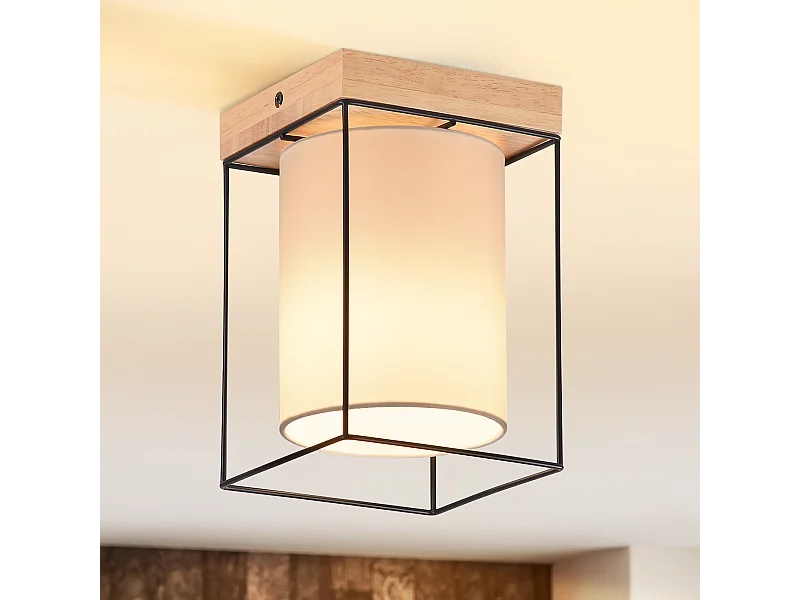 NETTLIFE Lampa sufitowa do przedpokoju Drewniana lampa sufitowa z 1 żarówką E14, zabytkowa lampa do przedpokoju w industrialnym stylu retro