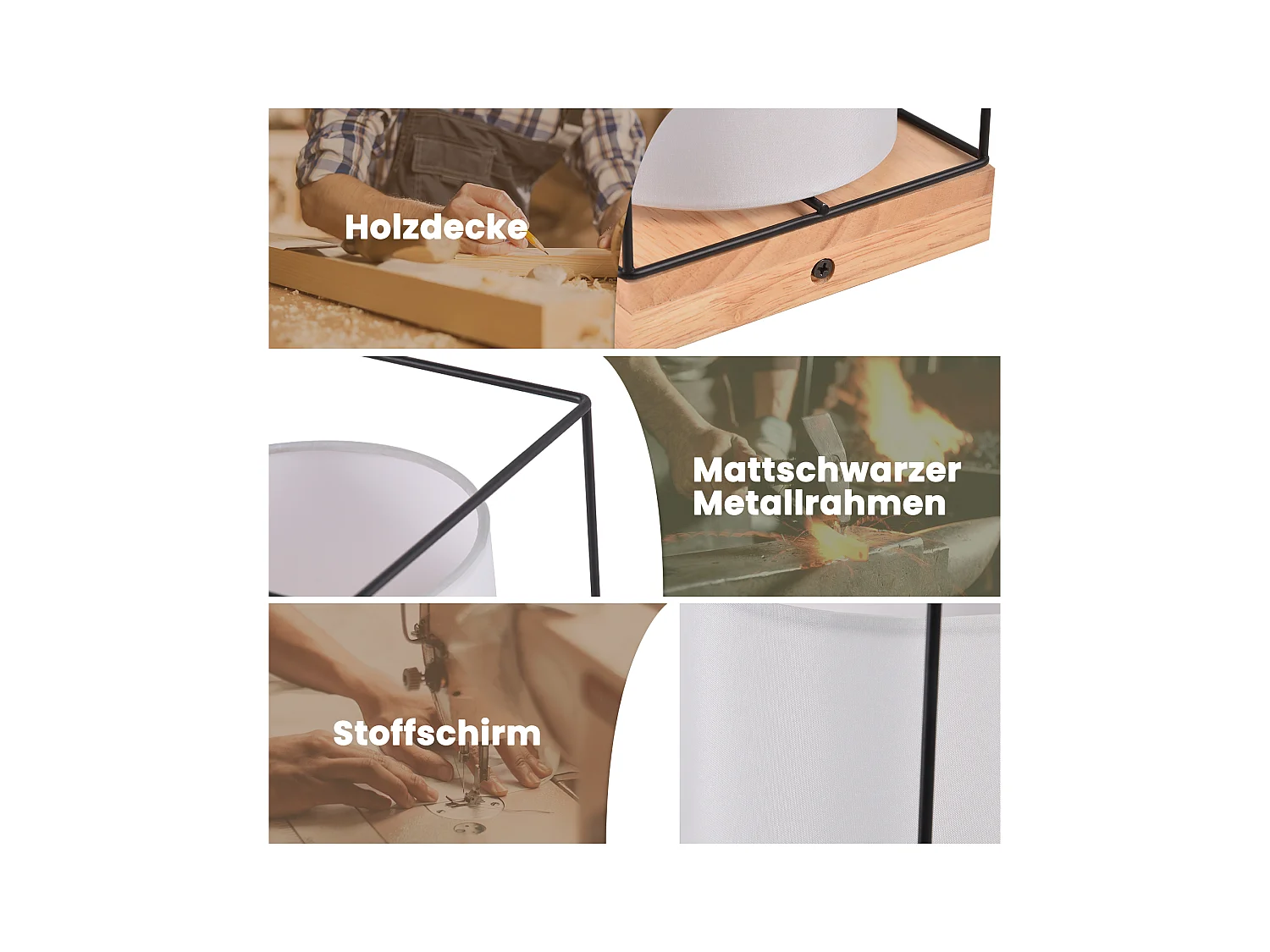 NETTLIFE Deckenleuchte Schlafzimmer Vintage Deckenleuchte 2-flammig E14 Holz mit Retro Industrial