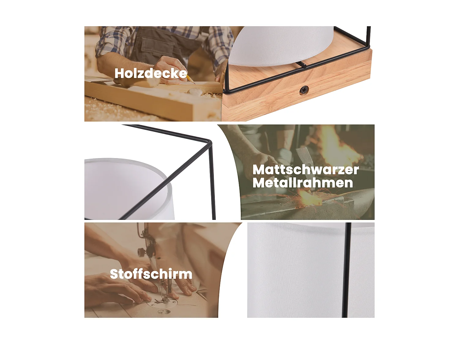 NETTLIFE Lámpara de techo dormitorio vintage plafón 2 bombillas E14 madera con estilo industrial retro