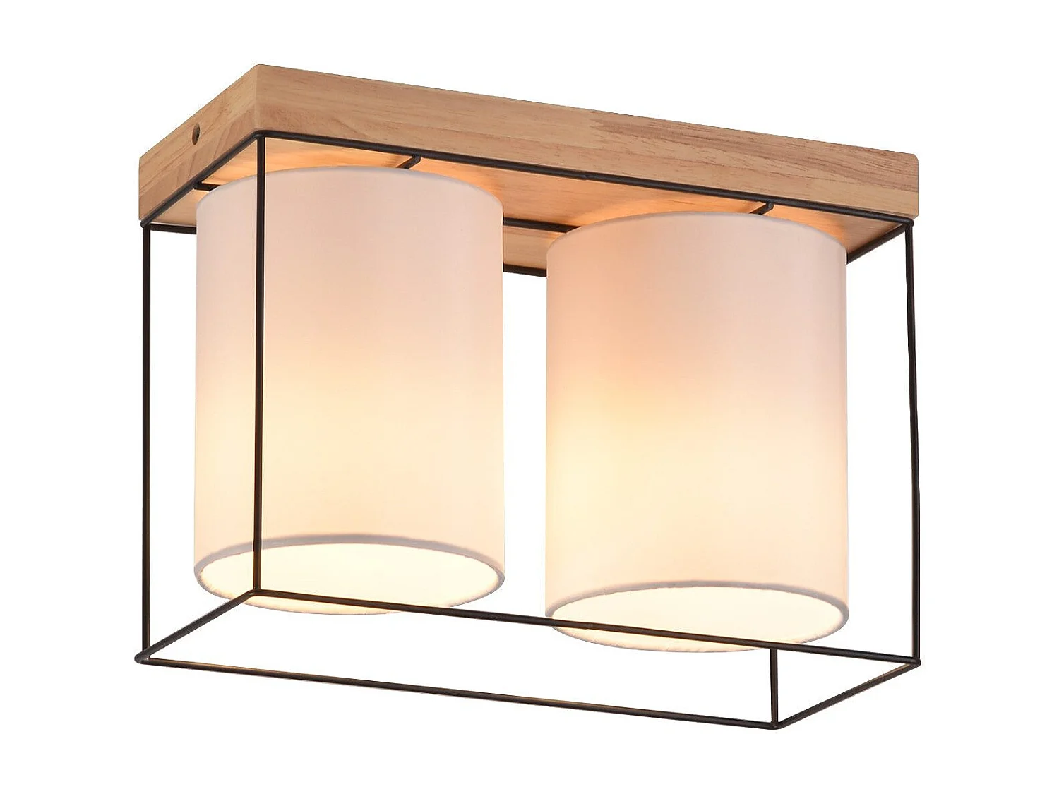 NETTLIFE Lámpara de techo dormitorio vintage plafón 2 bombillas E14 madera con estilo industrial retro