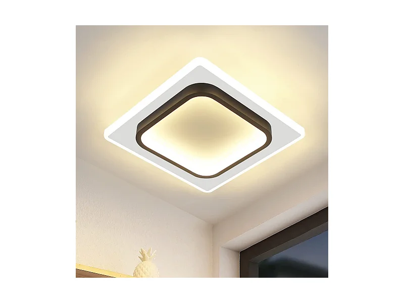 NETTLIFE LED plafondlamp voor slaapkamer, zwart, 16W, acryl, warm licht, modern design