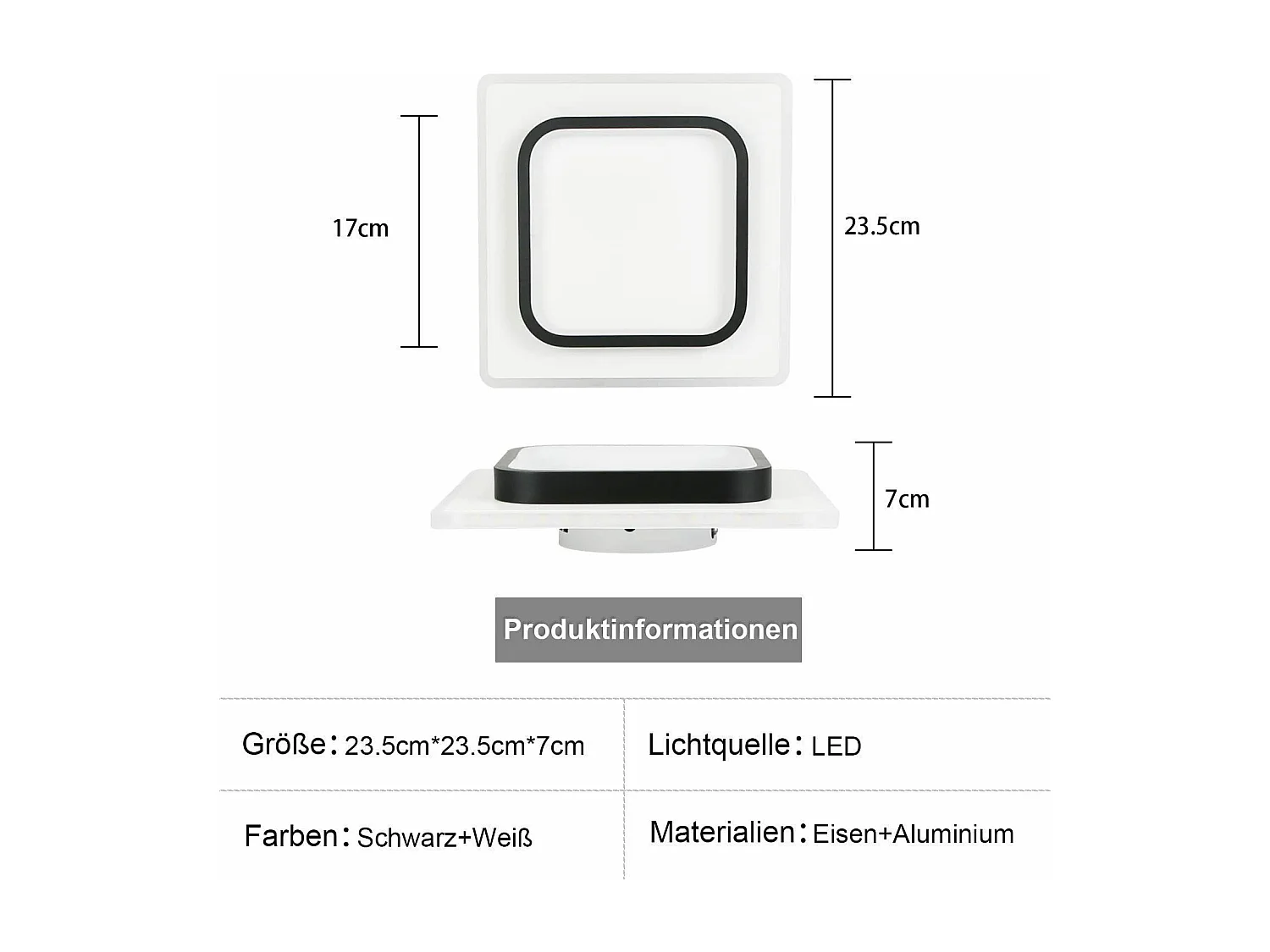 NETTLIFE LED Deckenleuchte für Schlafzimmer, schwarz, 16W, Acryl, warmes Licht, modernes Design