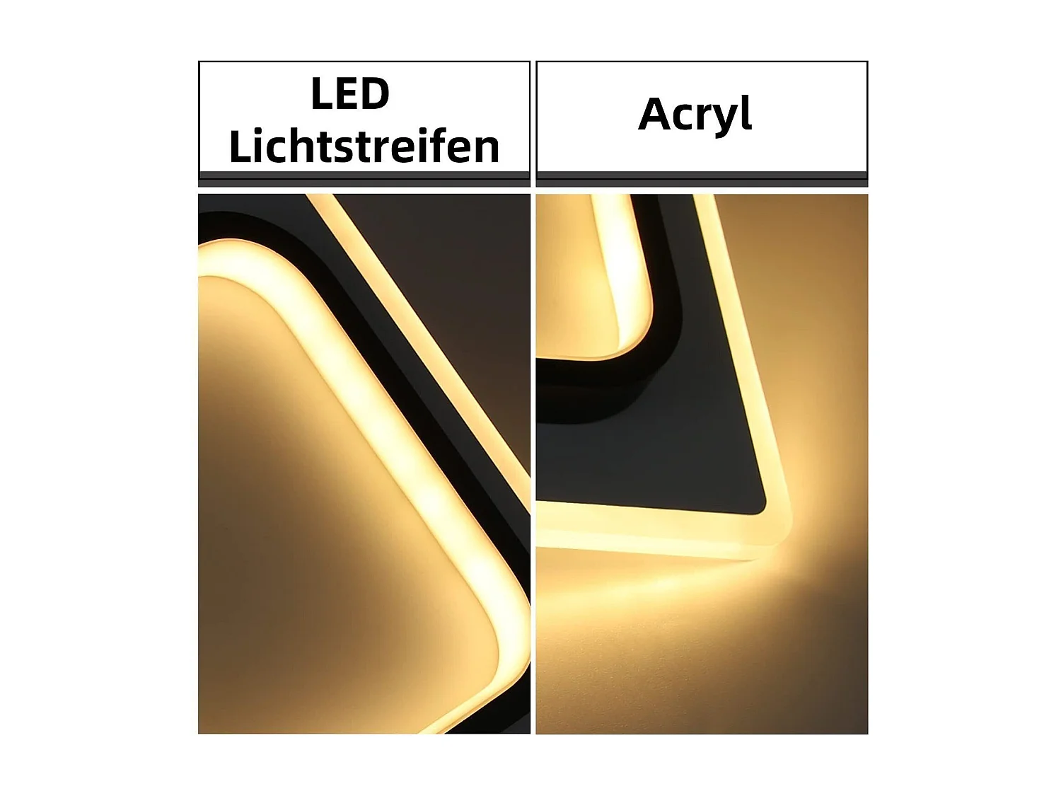 NETTLIFE Lampe plafond LED chambre, noir, 16W, acryl, lumière chaude, design moderne