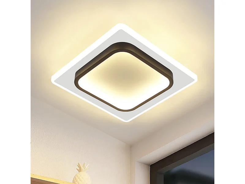 NETTLIFE LED Deckenleuchte für Schlafzimmer, schwarz, 16W, Acryl, warmes Licht, modernes Design