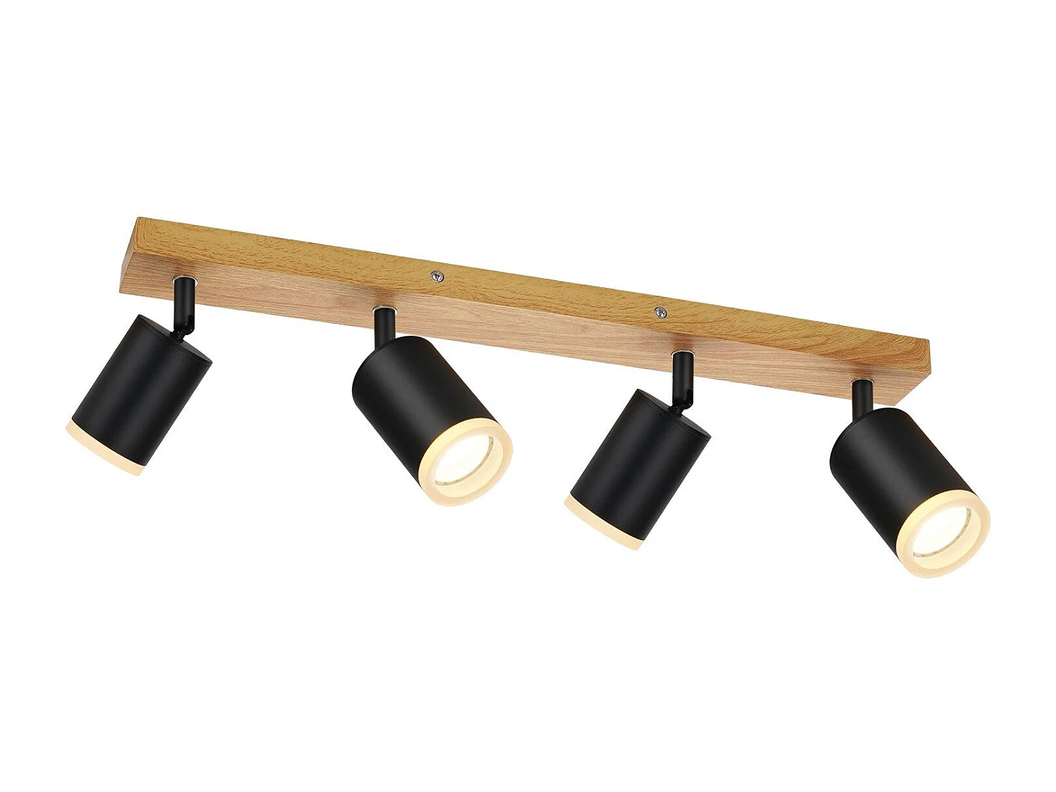 NETTLIFE Opbouwspot Hout GU10 Fitting L 54cm Zwart 4-Lichts 350° draaibaar Vintage Plafondlamp Plafondspot voor Hal Slaafkamer Kantoor Woonkamer Zonder Lichtborn