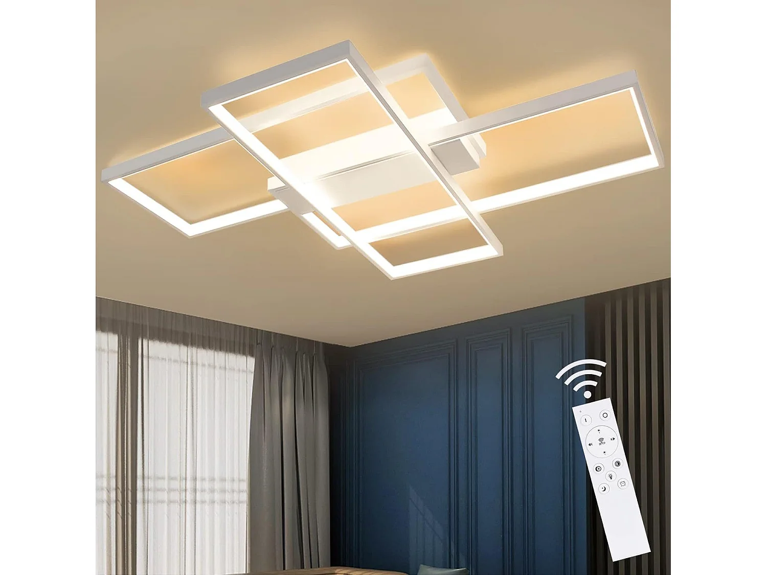 NETTLIFE LED Plafondlamp met Afstandsbediening Moderne Geometrische Plafondlamp Zwart Dimbaar