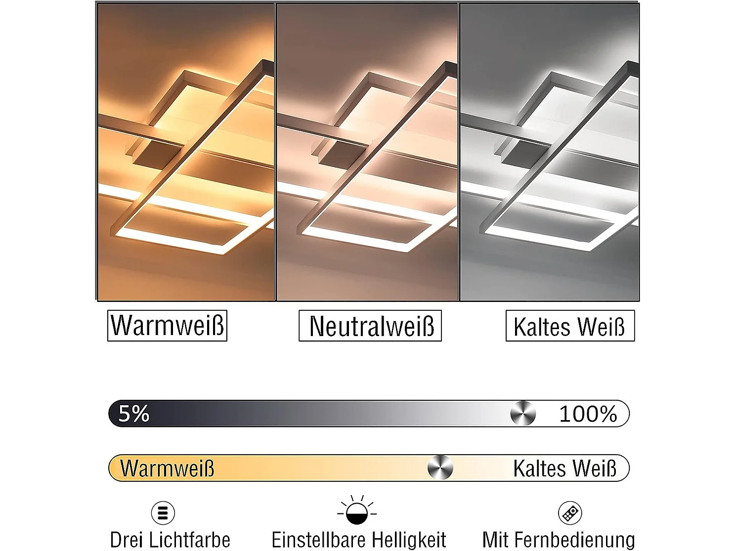 NETTLIFE LED Plafondlamp met Afstandsbediening Moderne Geometrische Plafondlamp Zwart Dimbaar