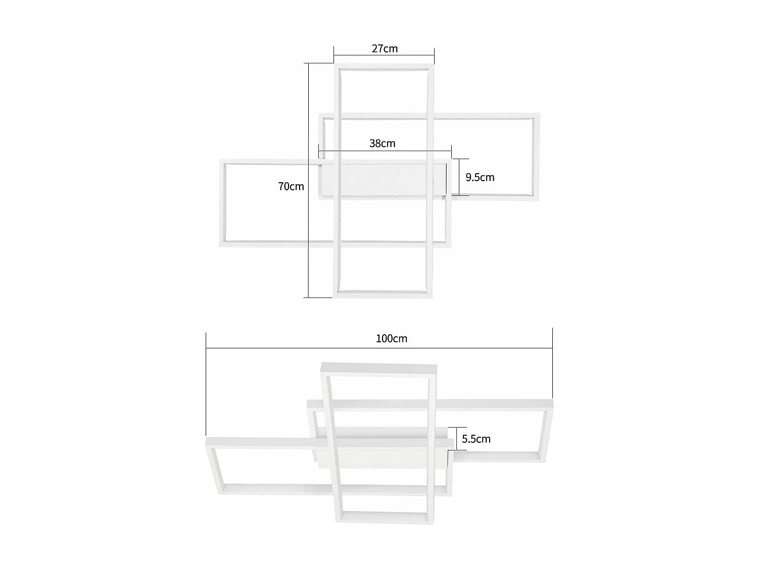 NETTLIFE LED Plafondlamp met Afstandsbediening Moderne Geometrische Plafondlamp Zwart Dimbaar