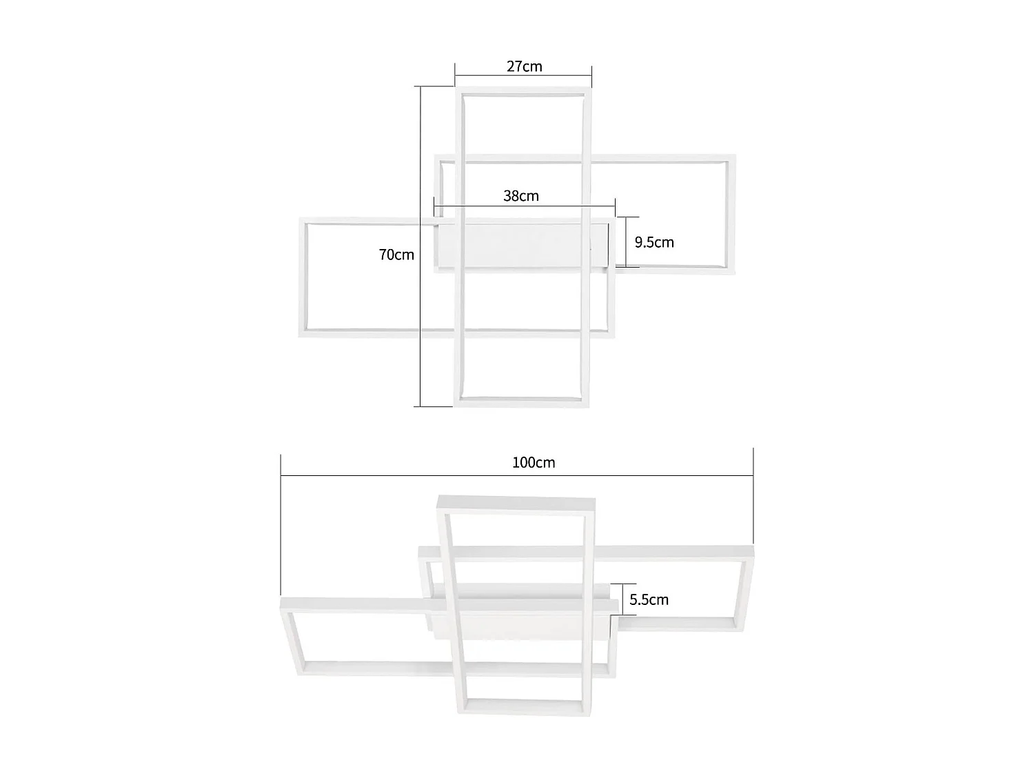 Plafoniera a LED NETTLIFE con telecomando, design moderno geometrico nero, dimmerabile.