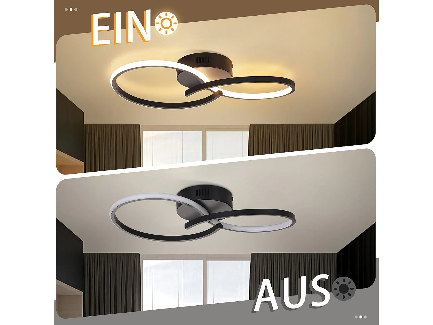NETTLIFE Lampa sufitowa LED nowoczesna czarna do salonu 12W wewnętrzna 3000K ciepła biała dioda LED