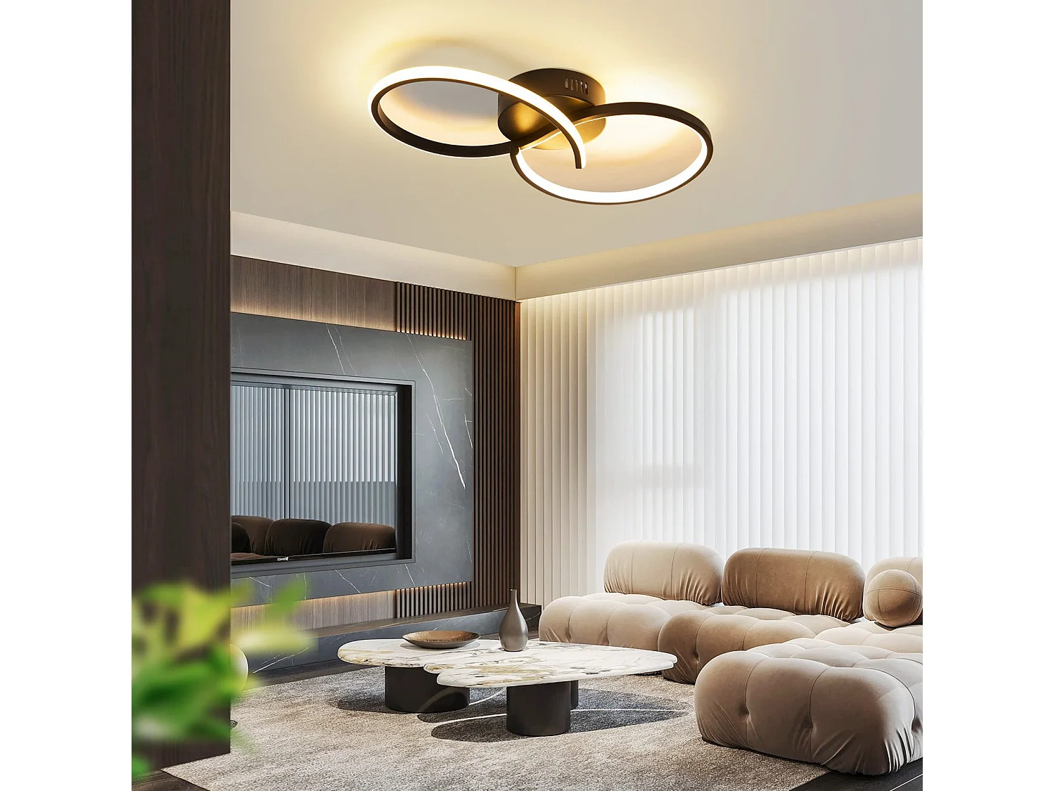 NETTLIFE Lampa sufitowa LED nowoczesna czarna do salonu 12W wewnętrzna 3000K ciepła biała dioda LED