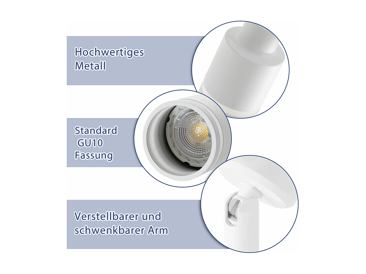 NETTLIFE LED Deckenleuchte 4er Eckig Deckenspots Weiß Verstellbar Wandstrahler GU10 Ohne Leuchtmittel