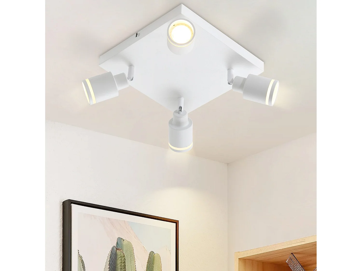 NETTLIFE LED Deckenleuchte 4er Eckig Deckenspots Weiß Verstellbar Wandstrahler GU10 Ohne Leuchtmittel