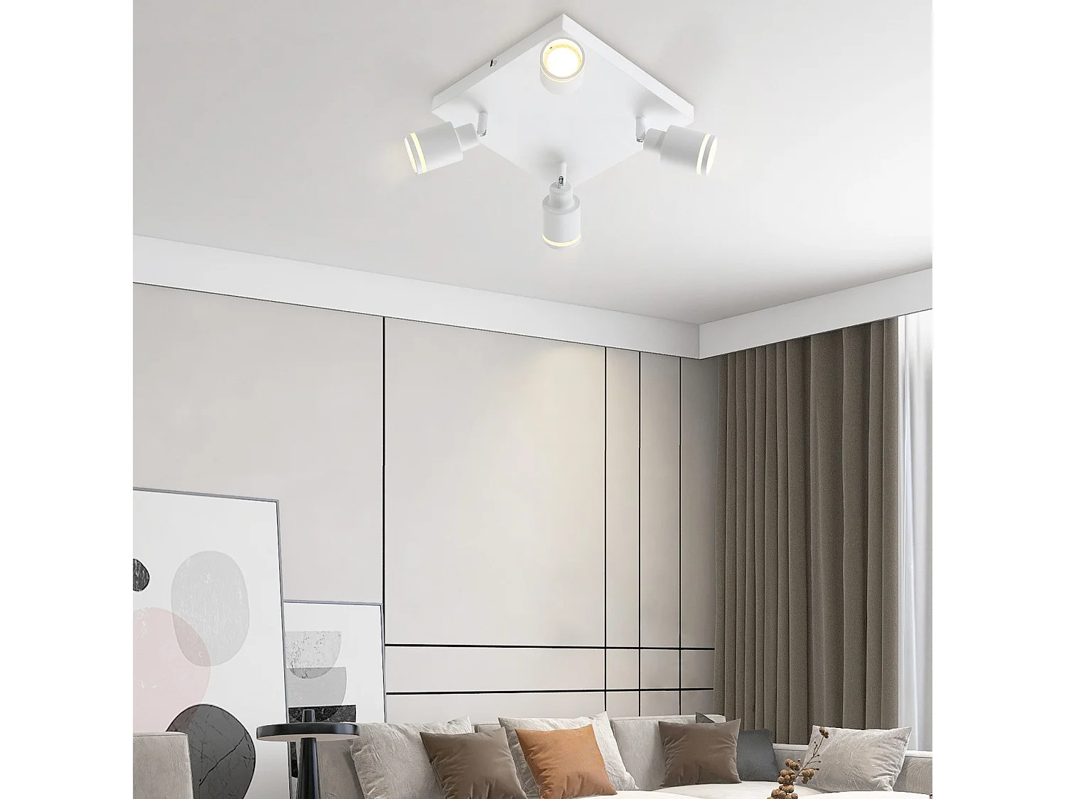 NETTLIFE LED Deckenleuchte 4er Eckig Deckenspots Weiß Verstellbar Wandstrahler GU10 Ohne Leuchtmittel