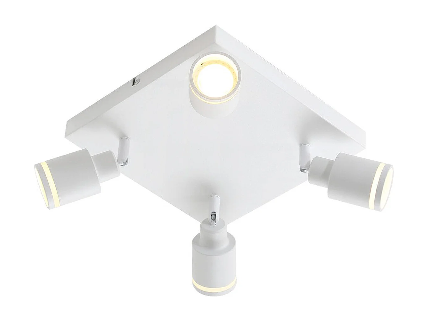 NETTLIFE LED-Deckenleuchte mit 4 quadratischen Deckenstrahlern, Weiß, verstellbarer GU10-Wandstrahler (Leuchtmittel nicht enthalten)