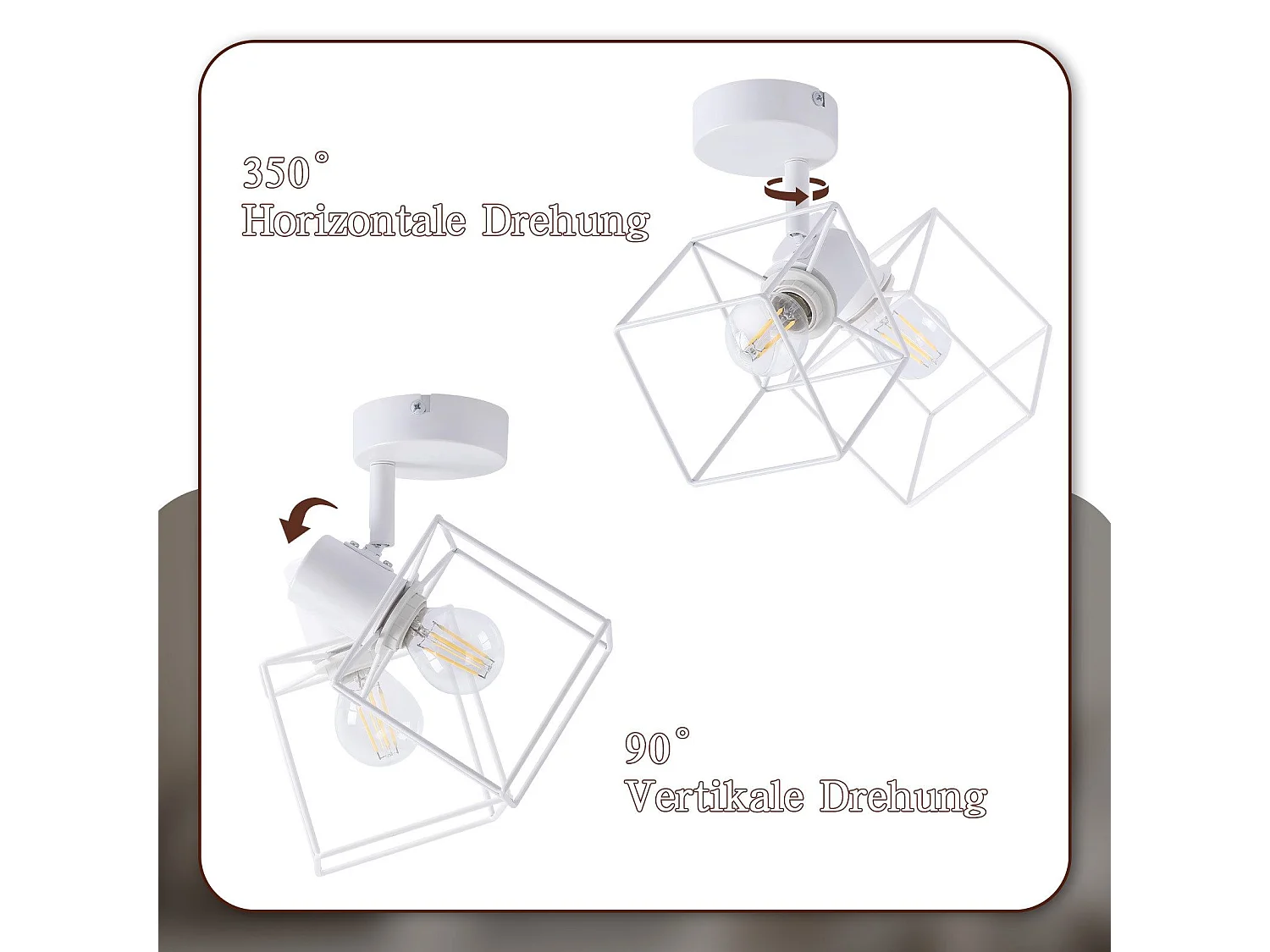 NETTLIFE Plafondspot E14 350° Verstelbare Plafondlamp Vintage Metaal Woonkamer