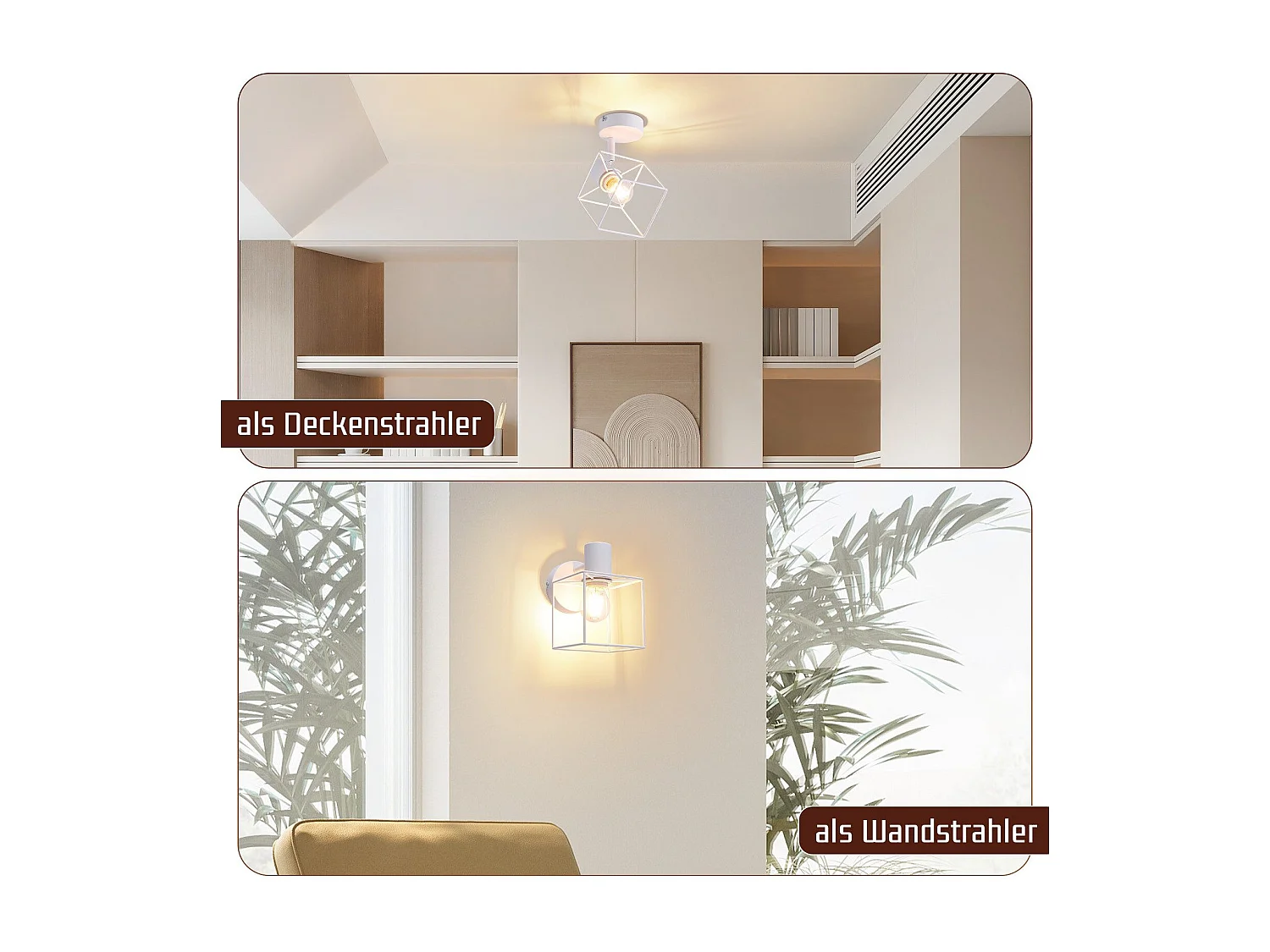 NETTLIFE Spot de plafond noir E14 plafonnier orientable à 350° vintage métal salon