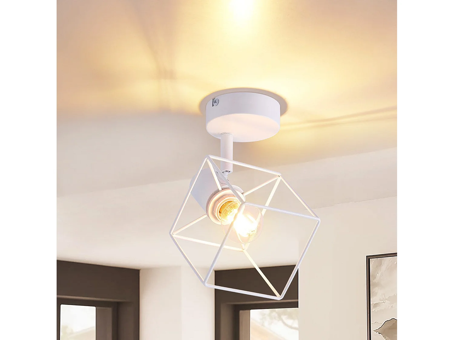 NETTLIFE Spot de plafond noir E14 plafonnier orientable à 350° vintage métal salon