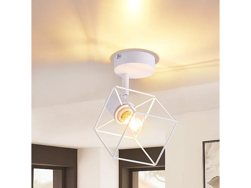 NETTLIFE Spot de plafond noir E14 plafonnier orientable à 350° vintage métal salon