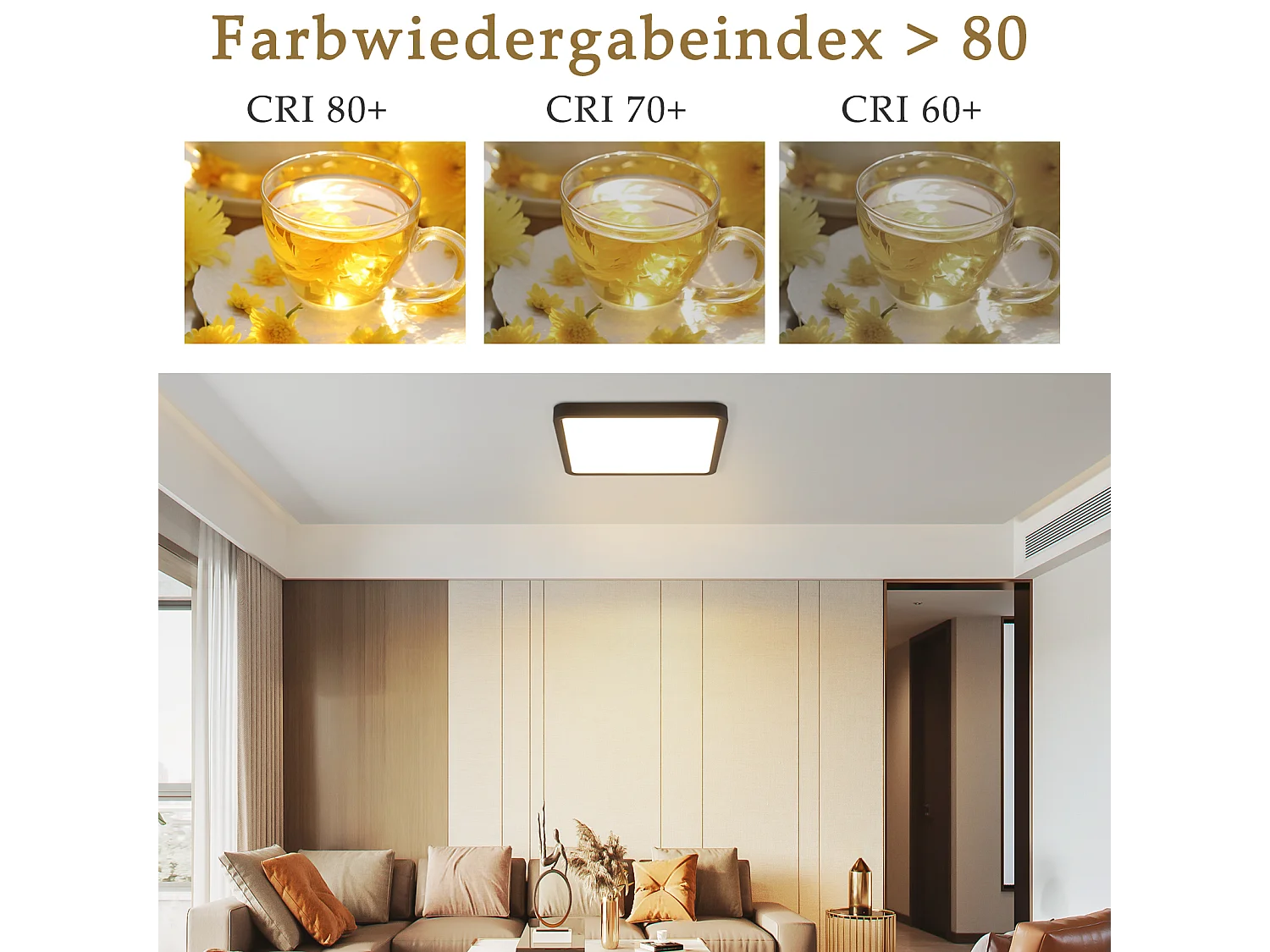 NETTLIFE Lámpara de techo LED plana para dormitorio, 23 cm, 18 W, cuadrada, negra, 3000 K