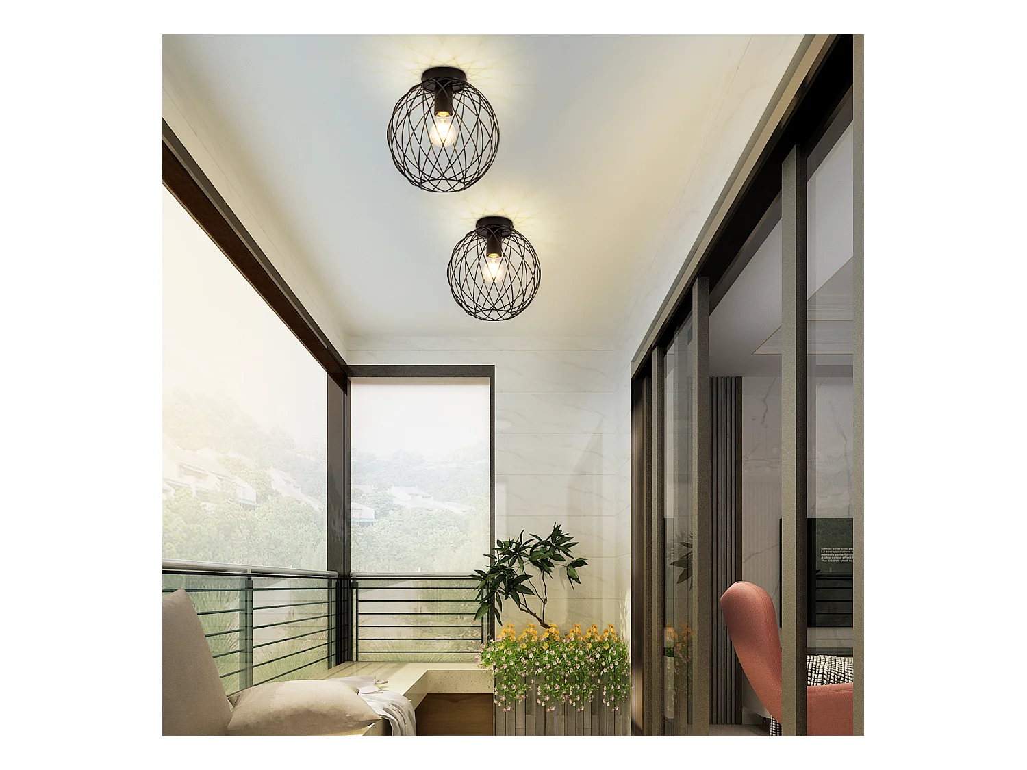 NETTLIFE Deckenleuchte Vintage Schwarz Industrielle Deckenlampe - Flurlampe E27 1-flammig Retro Metallkäfig