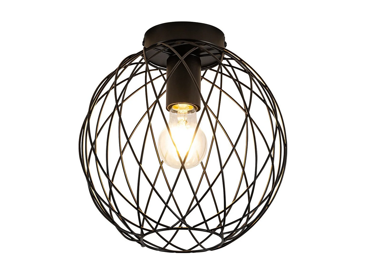 NETTLIFE Plafonnier plafonnier vintage noir industriel - lampe de couloir E27 1 ampoule rétro cage métal