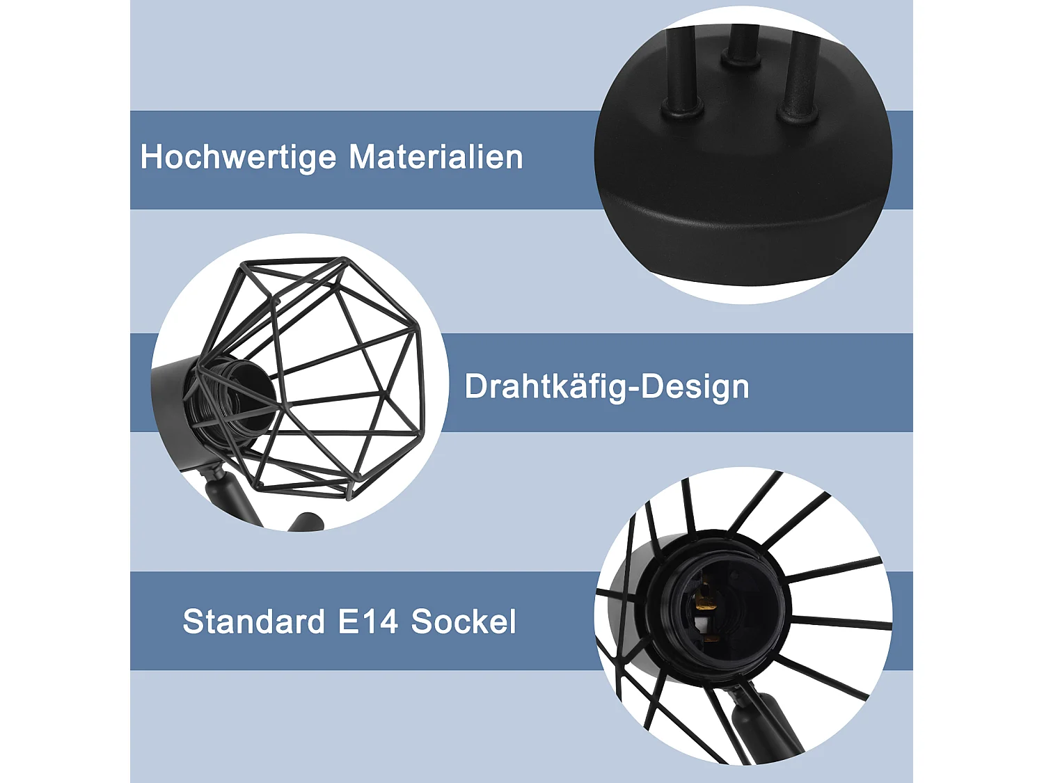 NETTLIFE Spot de plafond LED 3 ampoules noir vintage orientable 350° spot industriel E14