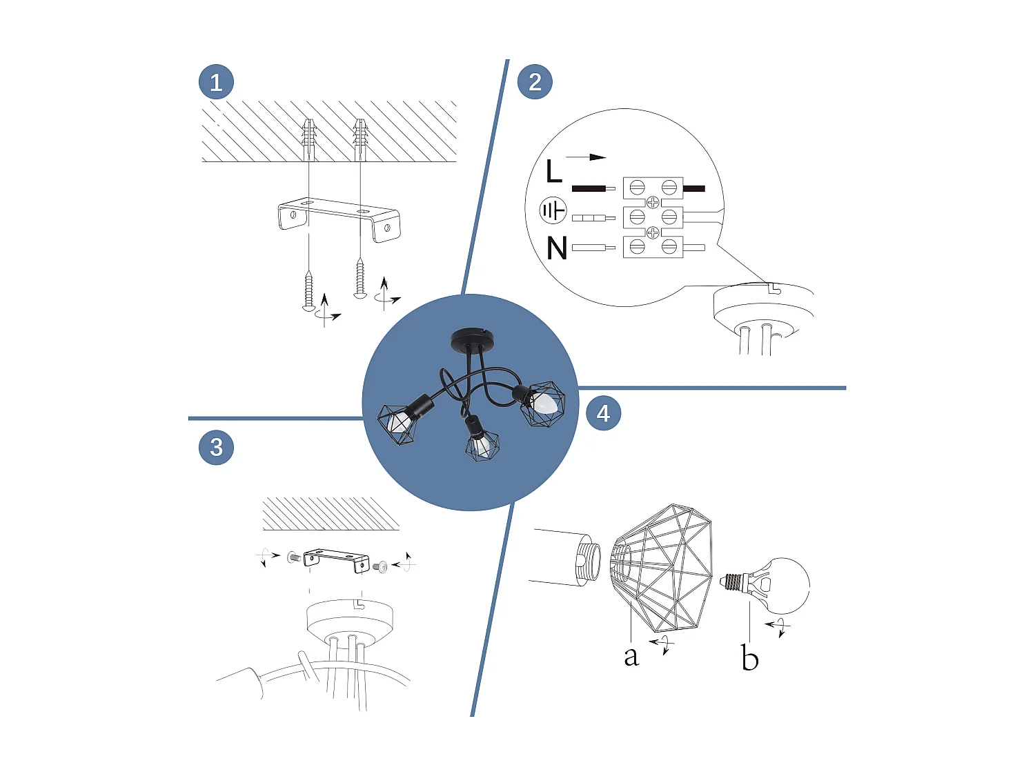 NETTLIFE Opbouwspot - 3 lichts - E14 - Moderne Plafondspot | rond Spotje - L 400 mm - Zwart - Keuken | Woonkamer | Slaapkamer